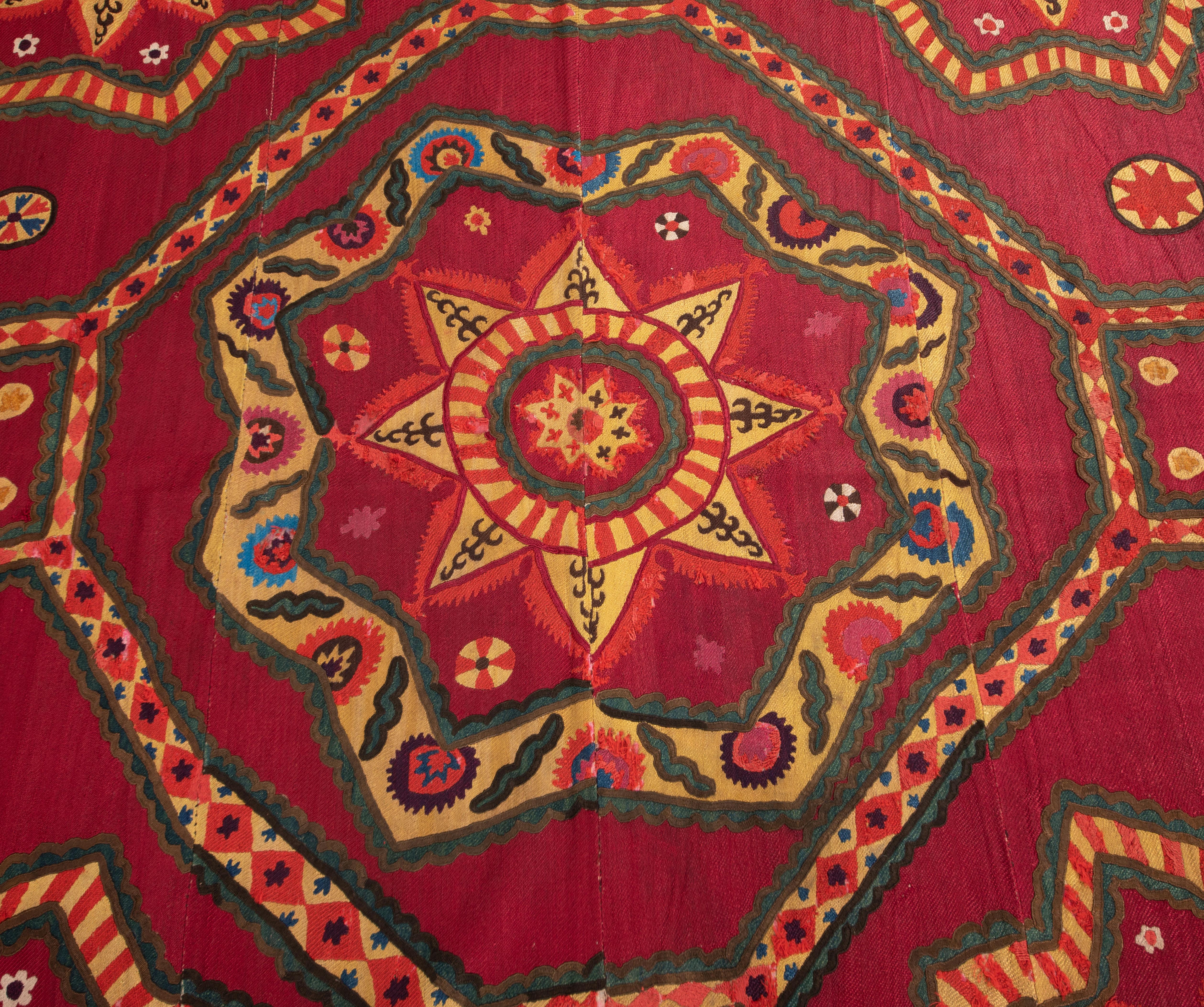 Silk Fully Embroidered Antique Suzani from Pishkent, Uzbekistan, Late 19th C. For Sale