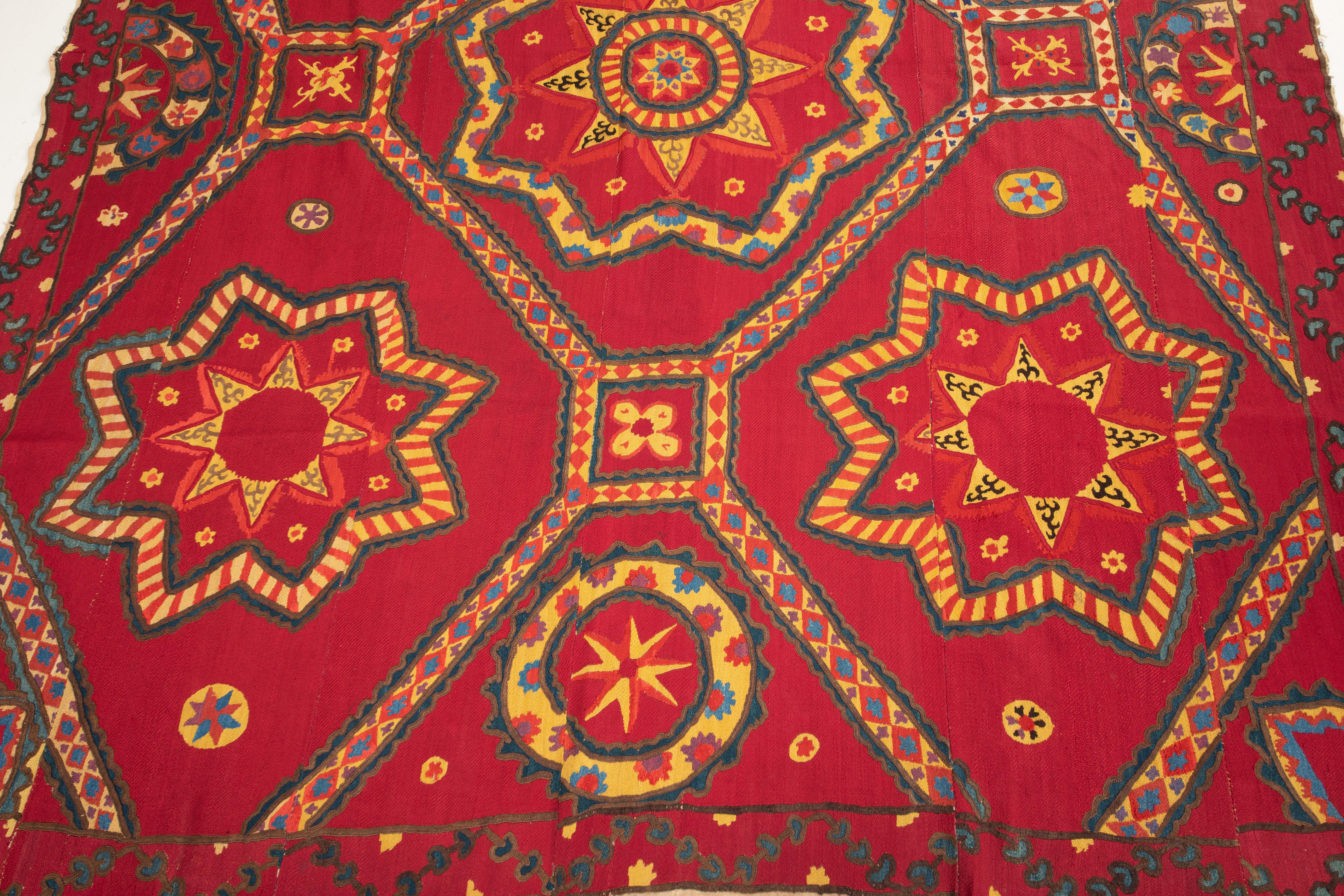 Fully Embroidered Antique Suzani from Pishkent, Uzbekistan, Late 19th C 1