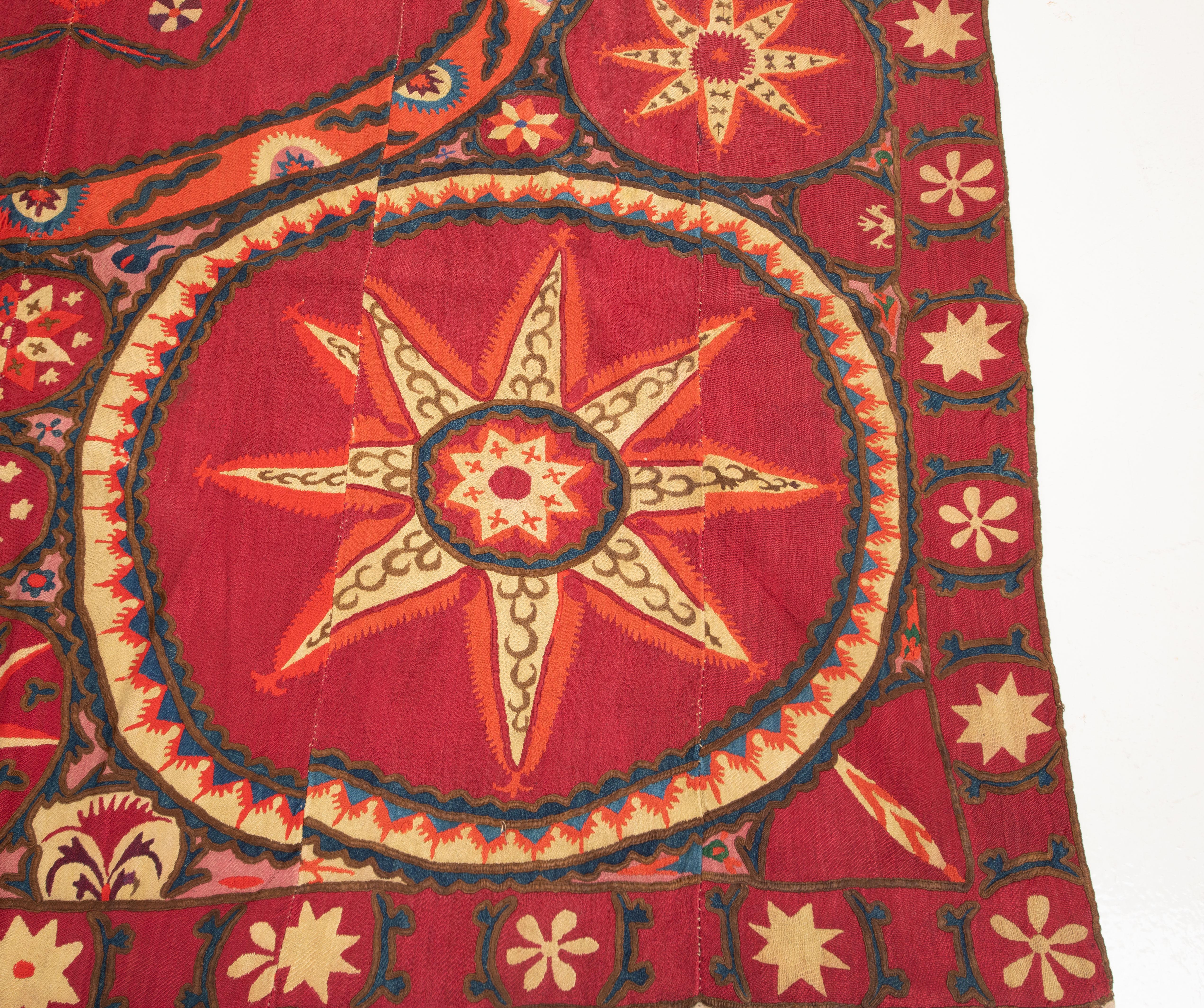 Fully Embroidered Antique Suzani from Pishkent, Uzbekistan, Late 19th C. For Sale 1