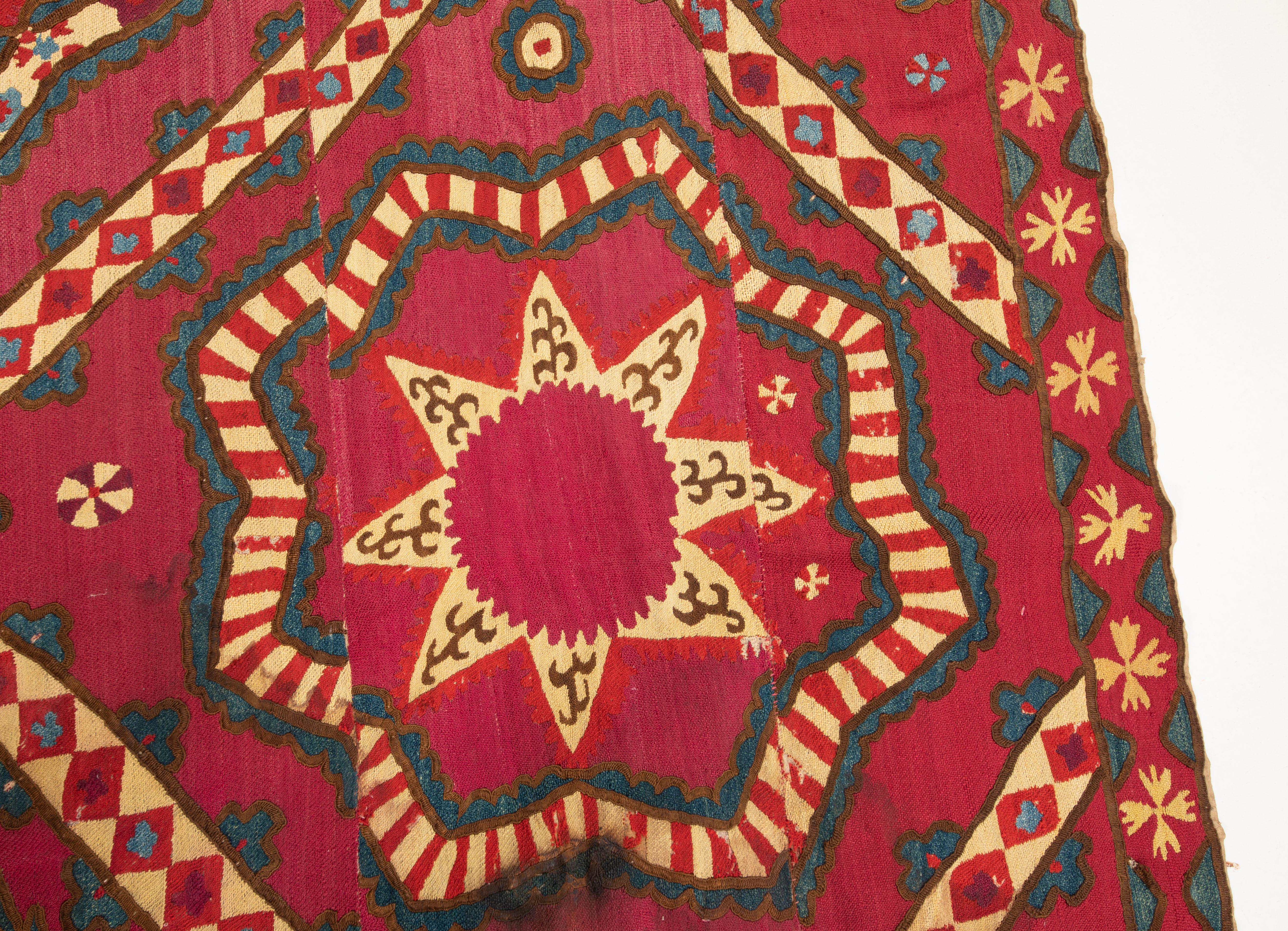 Fully Embroidered Antique Suzani from Pishkent, Uzbekistan, Late 19th C. For Sale 4