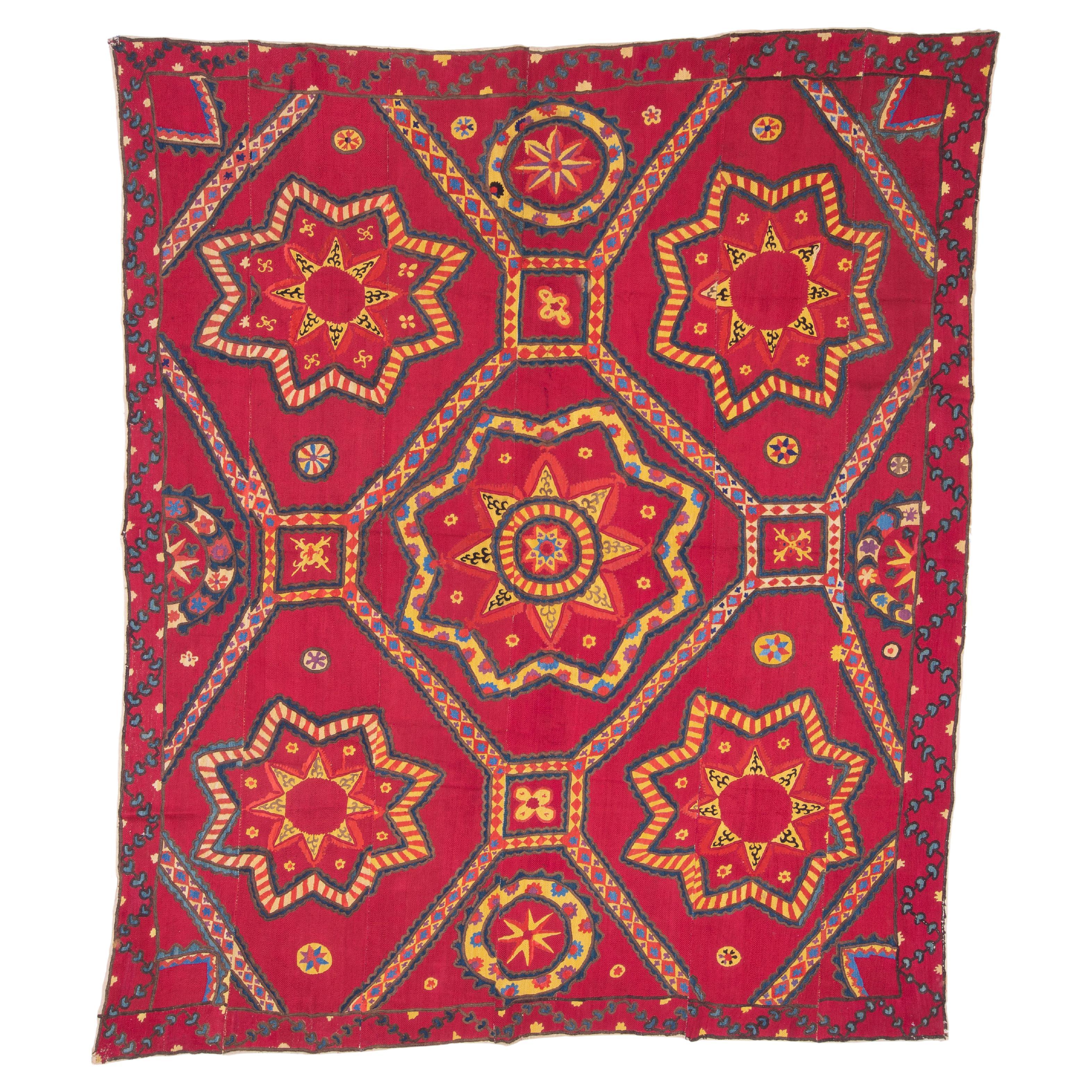 Fully Embroidered Antique Suzani from Pishkent, Uzbekistan, Late 19th C