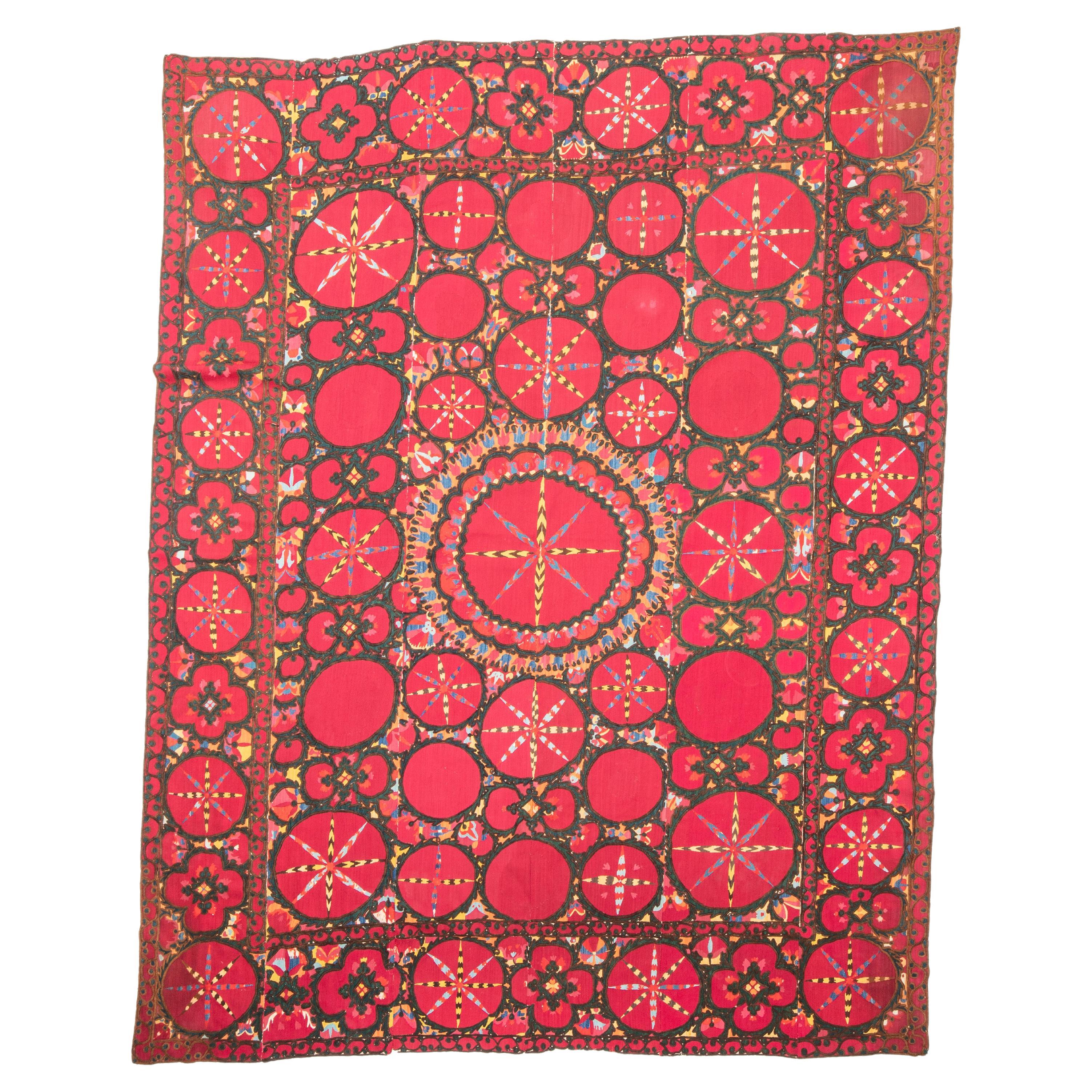 Fully Embroidered Antique Suzani from Pishkent, Uzbekistan, Late 19th C. For Sale