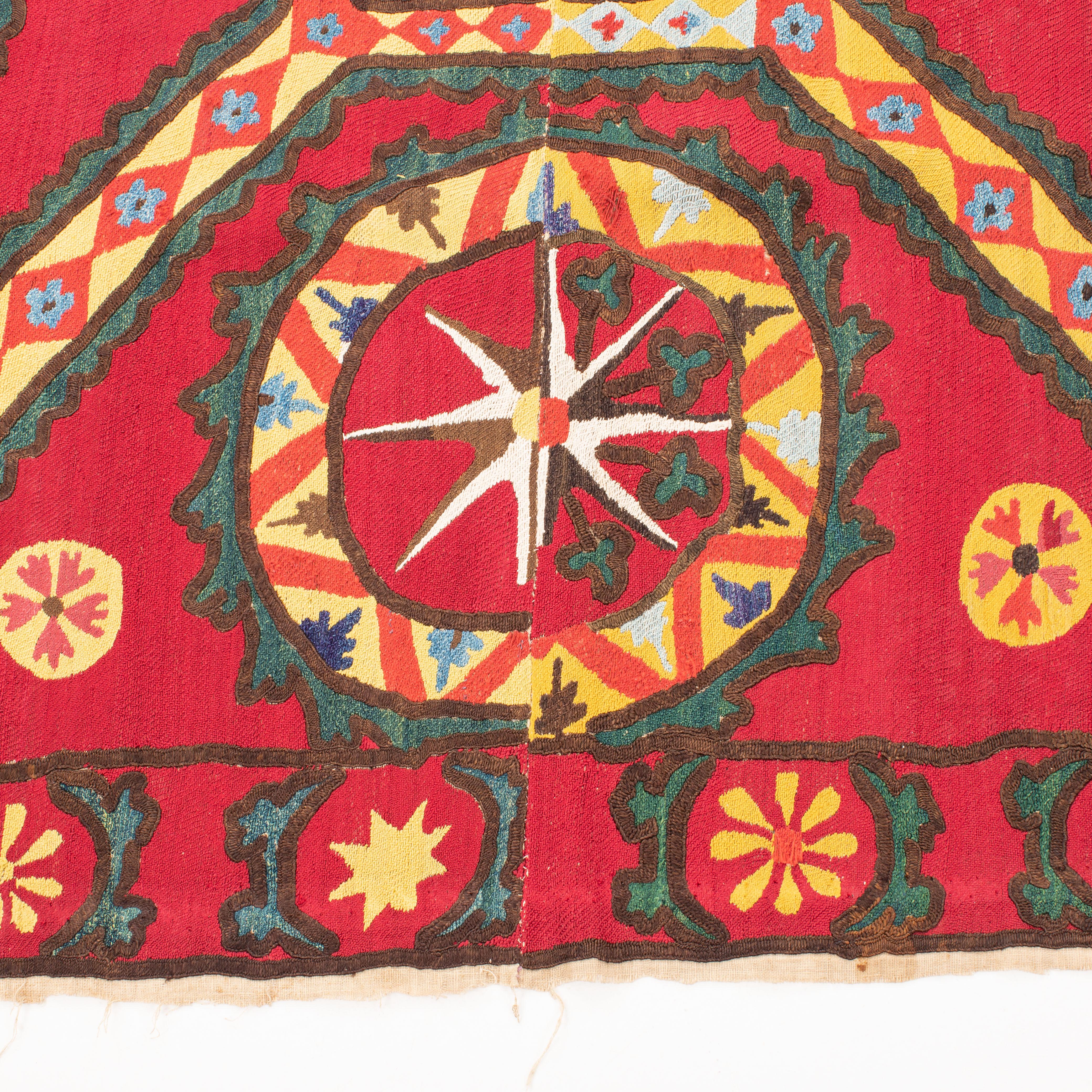 Silk Fully Embroidered Antique Suzani from Pishkent, Uzbekistan, Late 19th Century For Sale