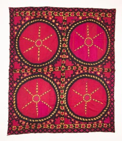 Suzani ancien entièrement brodé de Tashkent, Ouzbékistan, fin du 19e siècle