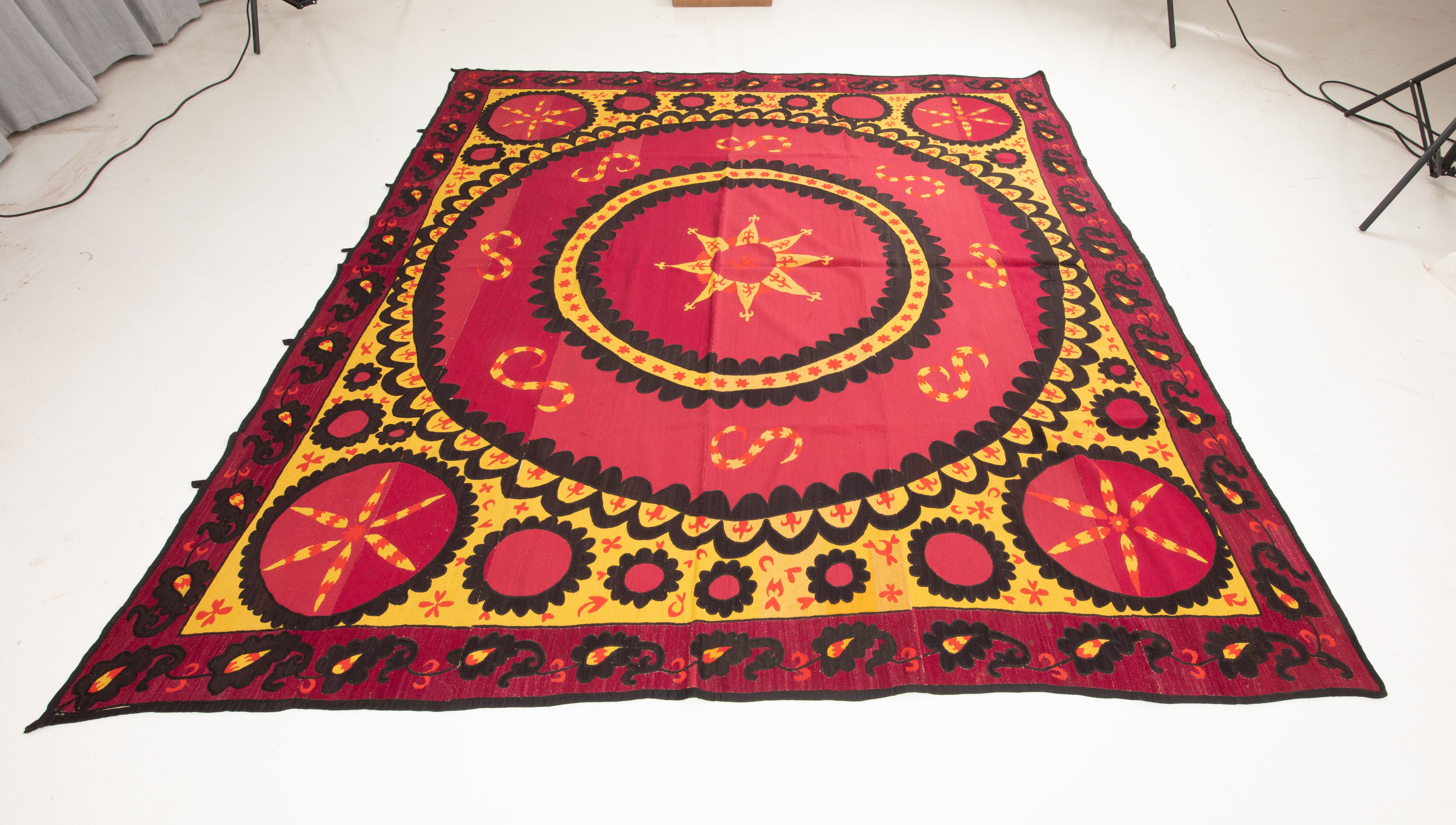 19th Century Fully Embroidered Antique Suzani from Tashkent, Uzbekistan, Late 19th C. For Sale