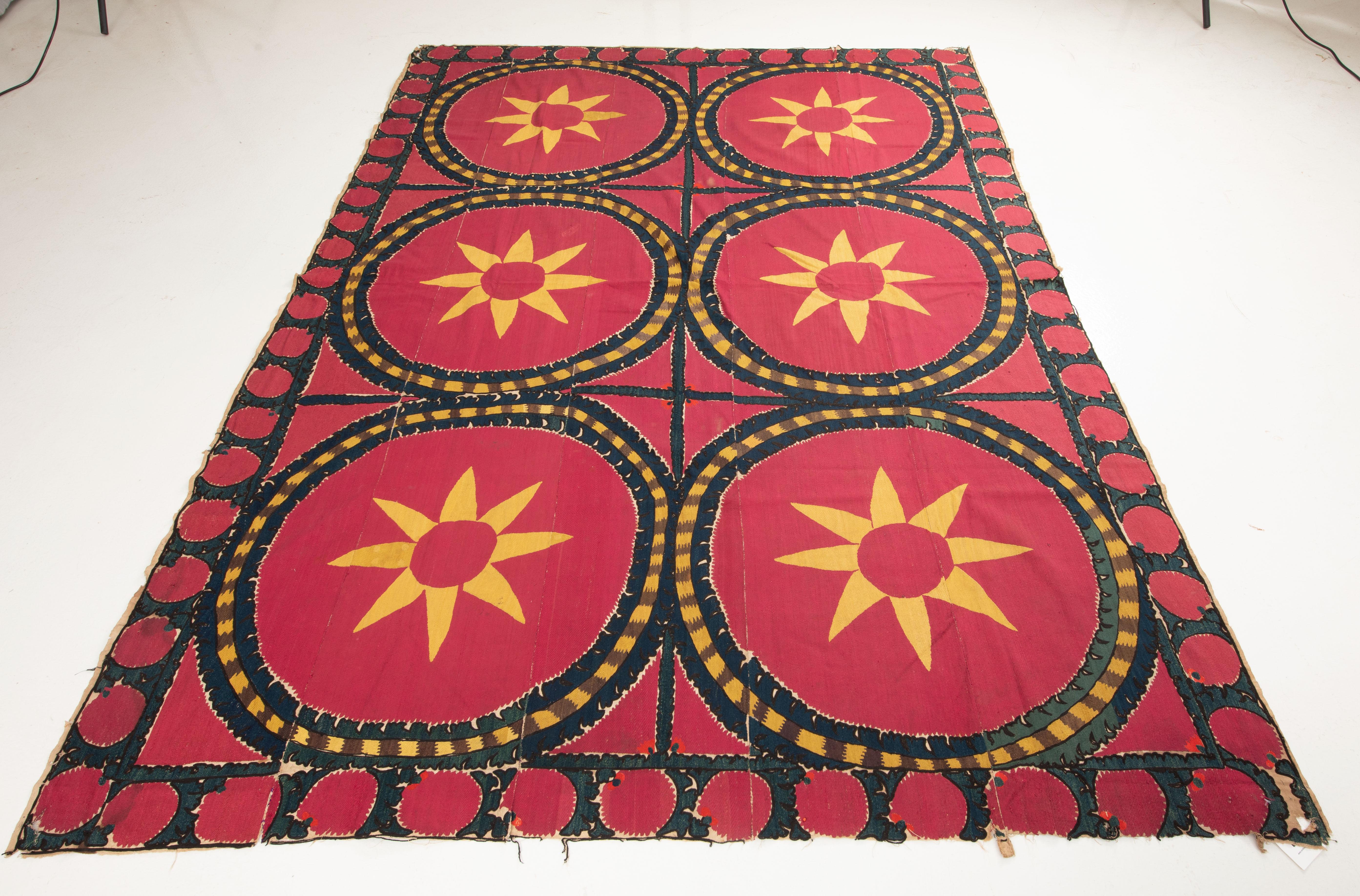 19th Century Fully Embroidered Antique Suzani from Tashkent, Uzbekistan, Late 19th C. For Sale