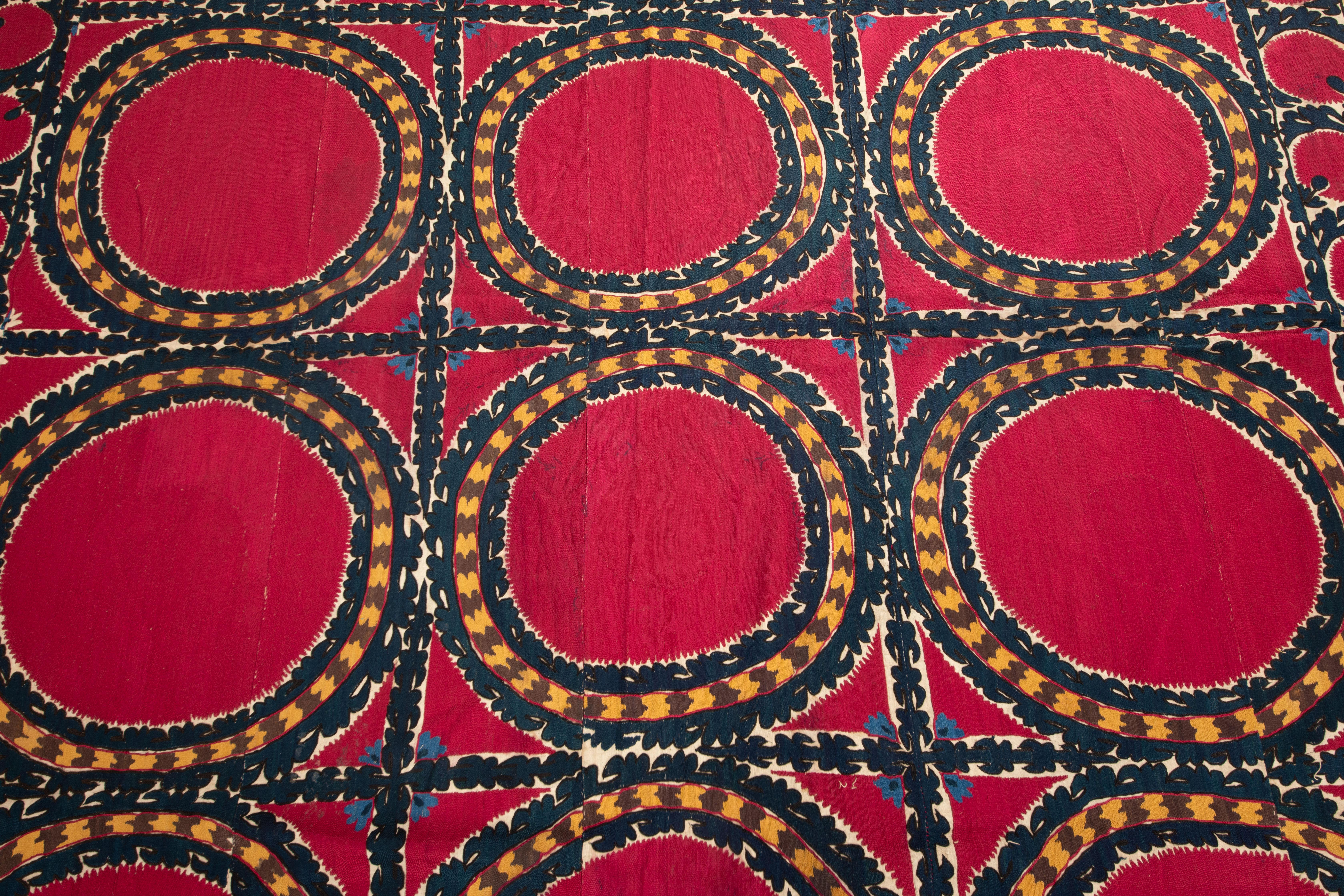 Fully Embroidered Antique Suzani from Tashkent, Uzbekistan, Late 19th C. 1