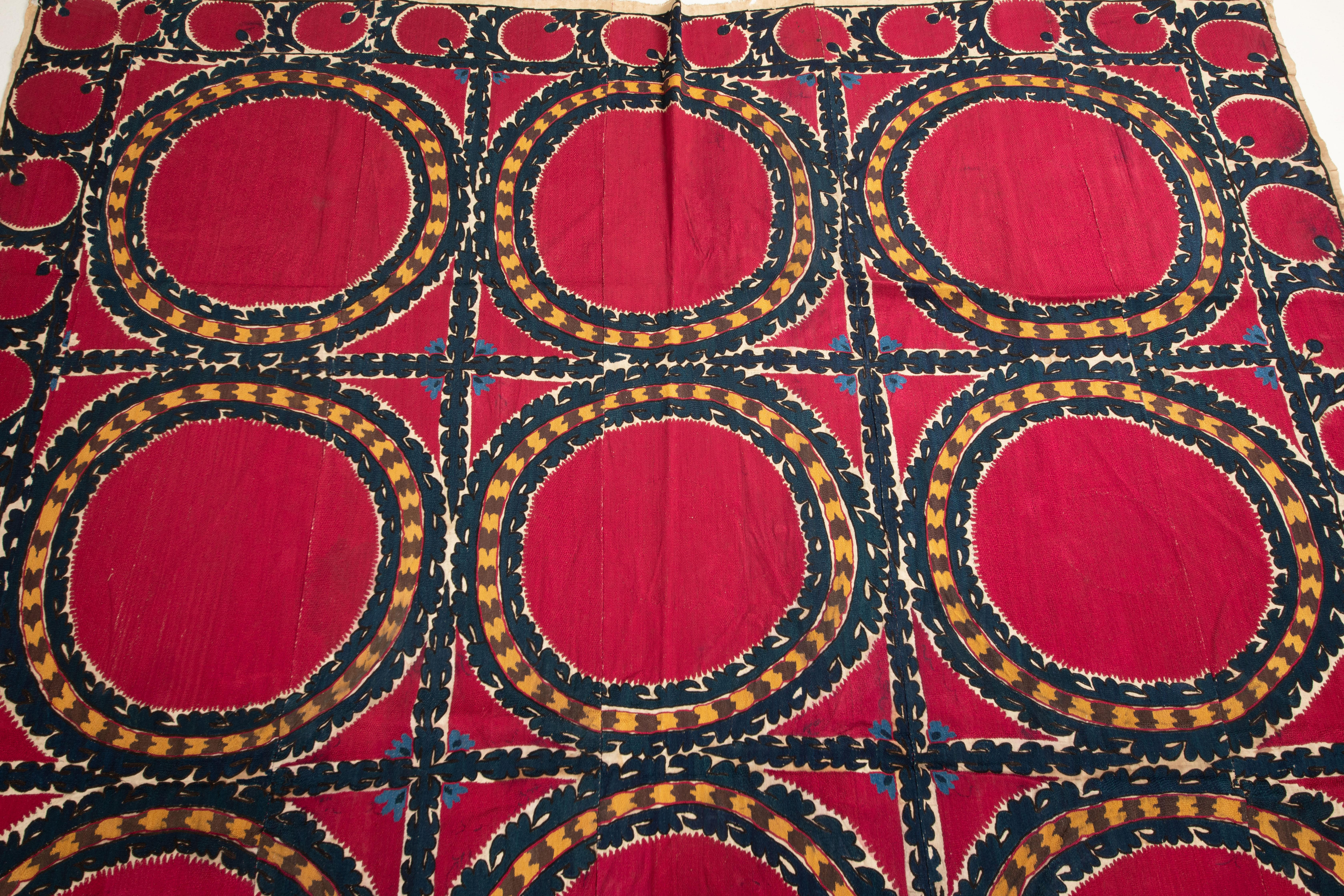 Fully Embroidered Antique Suzani from Tashkent, Uzbekistan, Late 19th C. 2