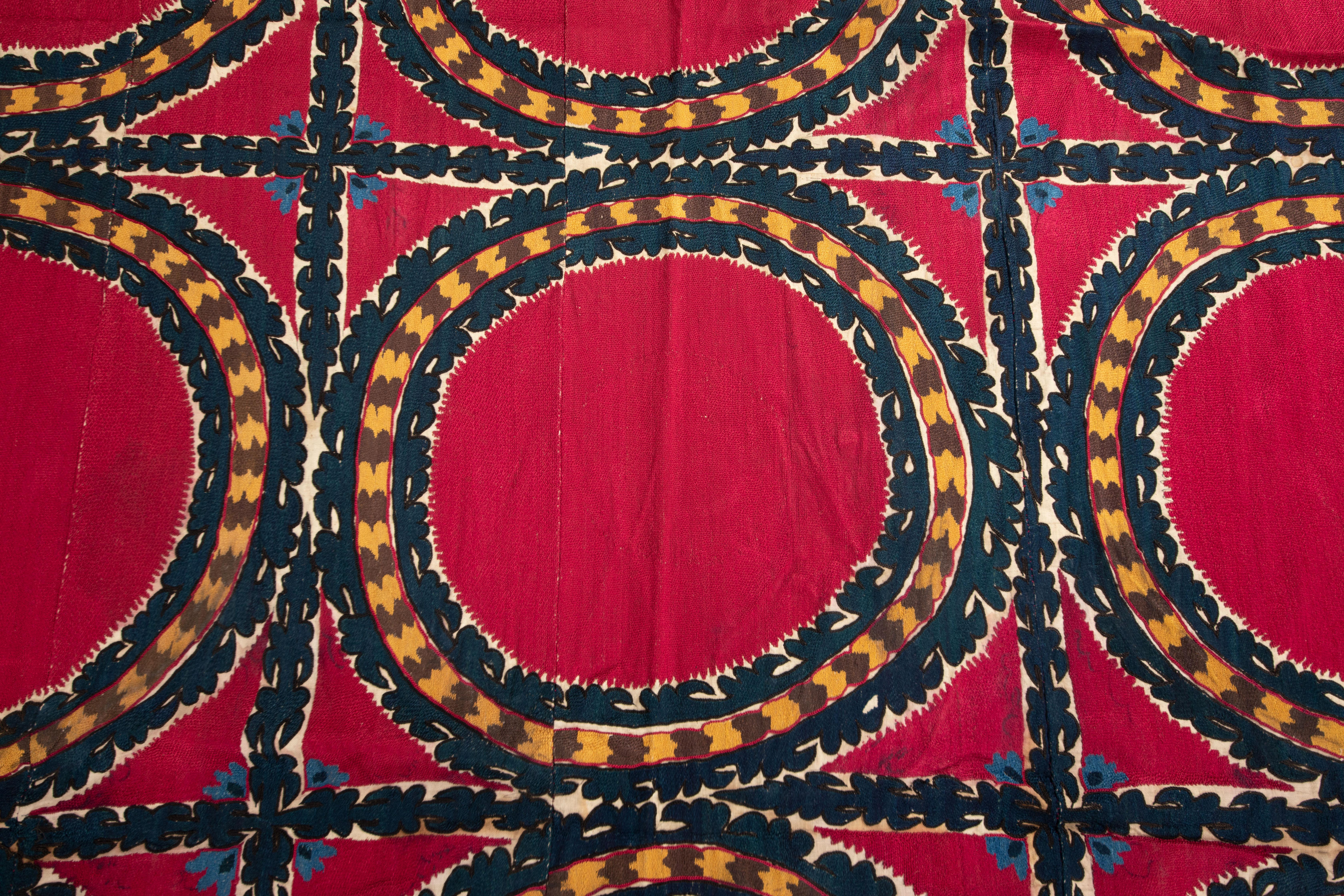 Fully Embroidered Antique Suzani from Tashkent, Uzbekistan, Late 19th C. 3