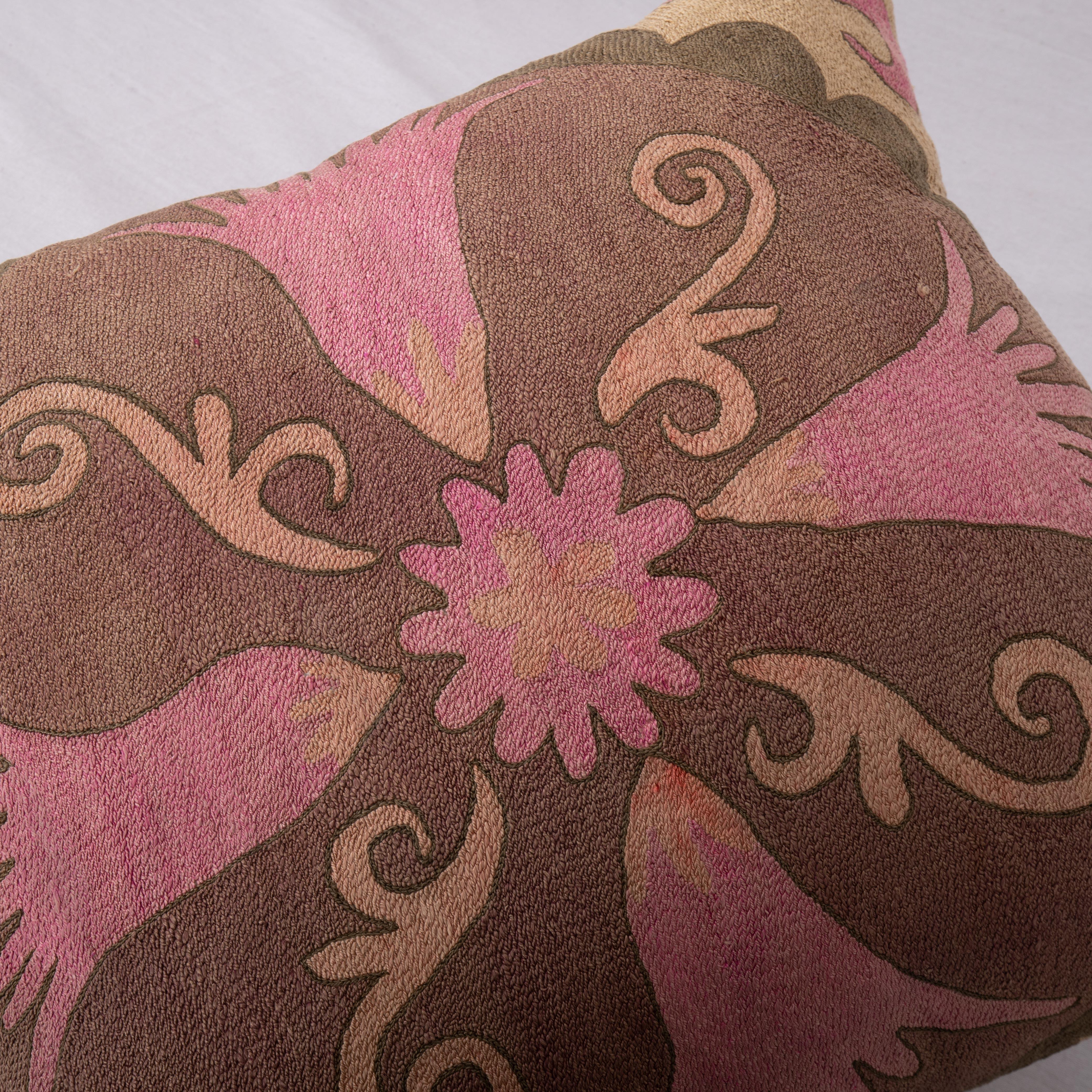 Silk Fully Embroidered Suzani Pillowcase, Tashkent, Uzbekistan, 1930s For Sale