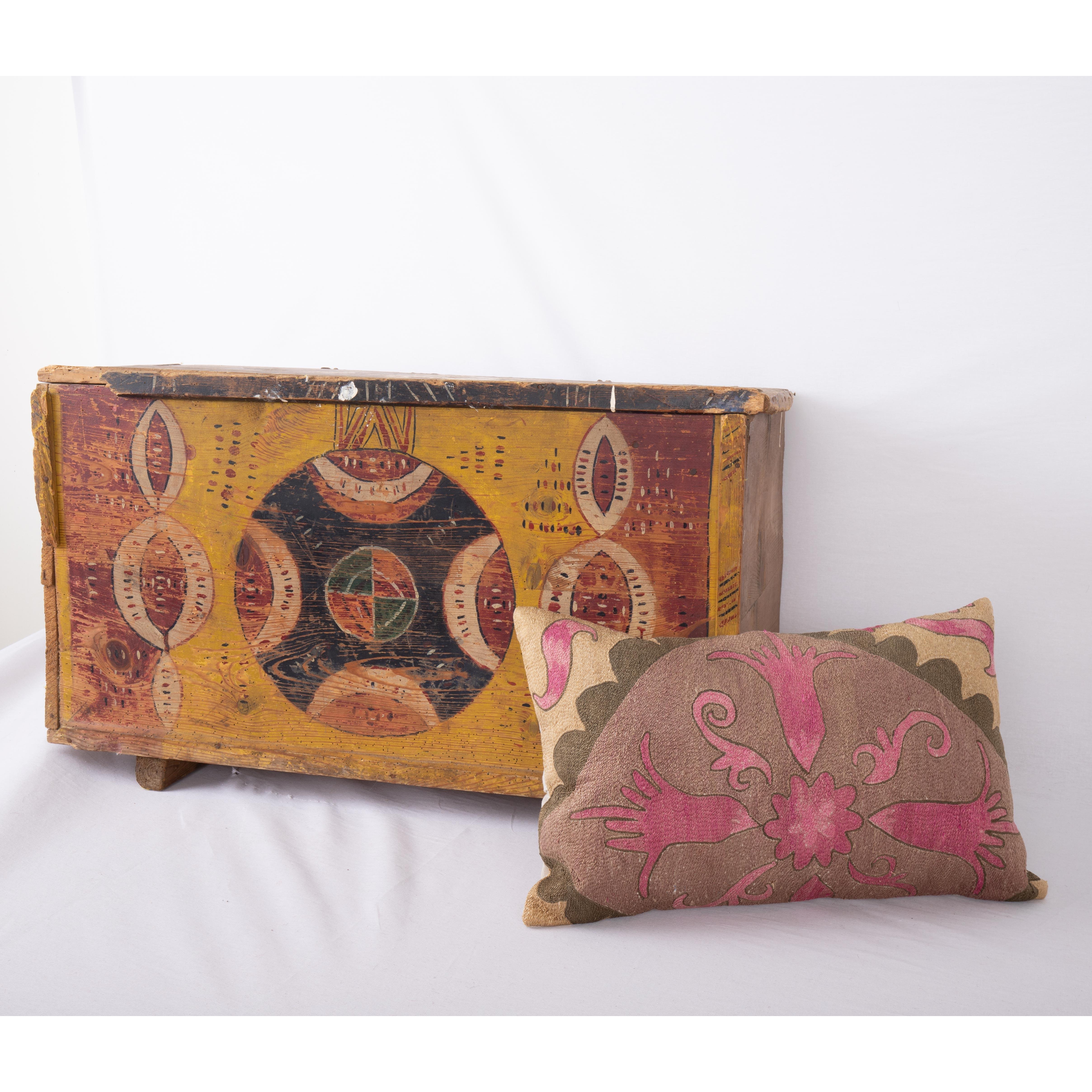 Silk Fully Embroidered Suzani Pillowcase, Tashkent, Uzbekistan, 1930s For Sale