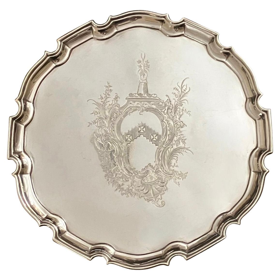 Fully Hallmarked George II Sterling Silver Salver by Edward Pocock, London 1734 