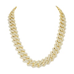 Bracelet cubain en or 18K avec serrure de boîte entièrement glacée