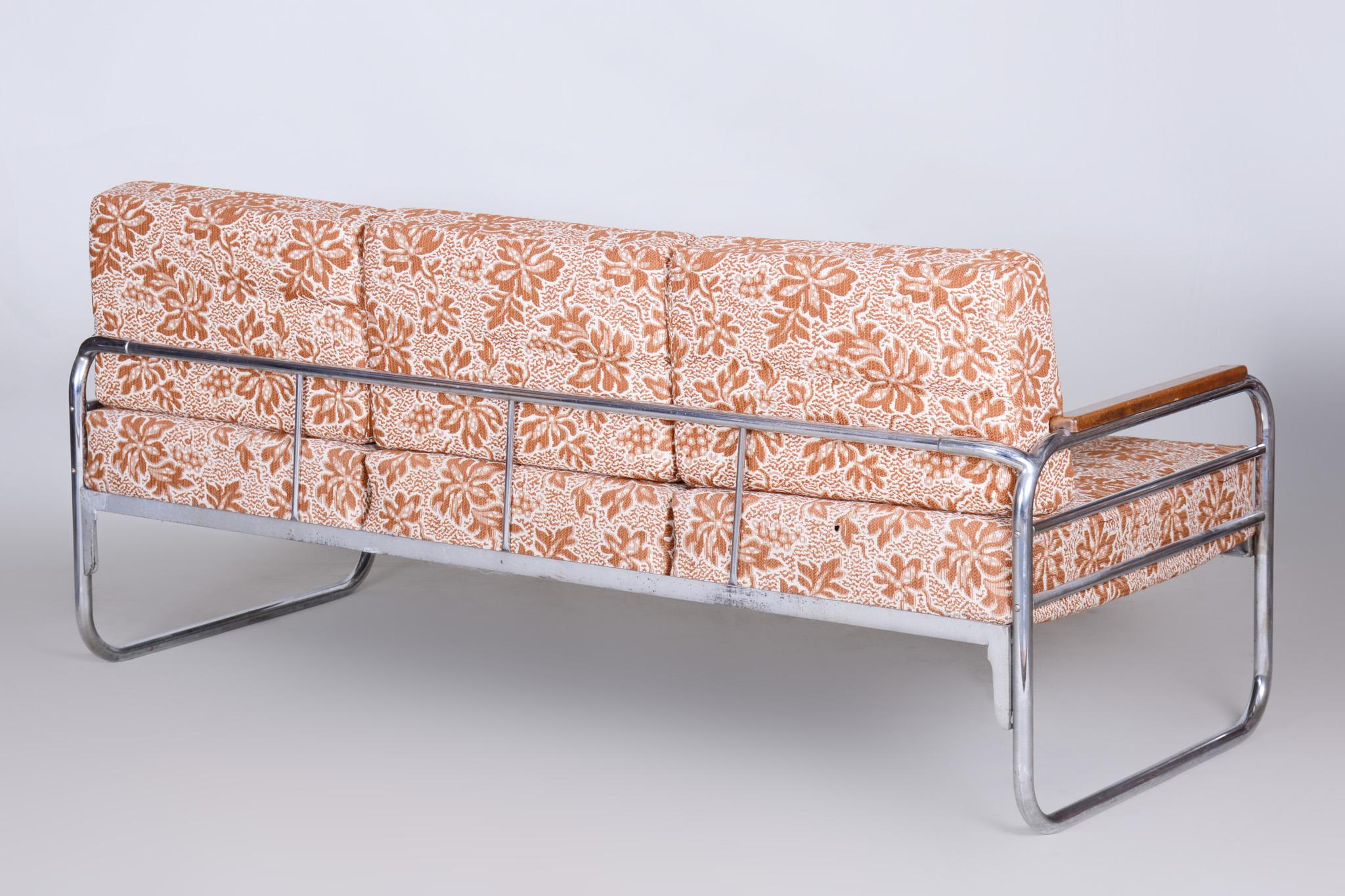 tubular chrome frame terracotta fabric sarah sofa
