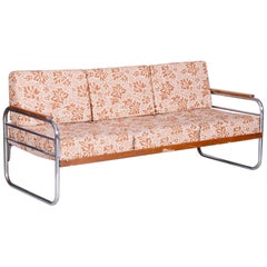 Canapé Bauhaus entièrement d'origine en tissu tubulaire chromé de Vichr a Spol, années 1930, Tchèque