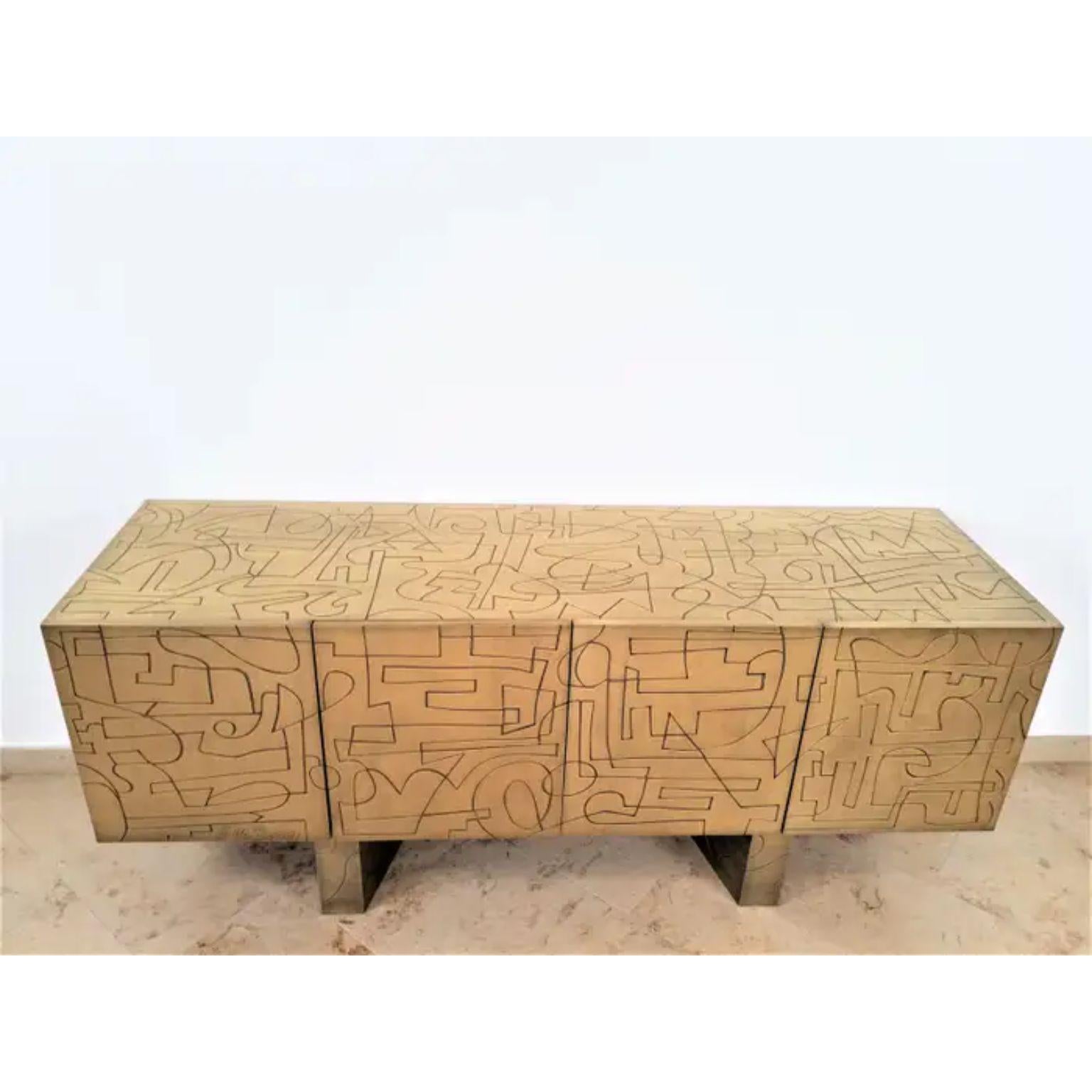 Fully Plated in Acid-Etched Brass 4D Cabinet by Brutalist Be In New Condition For Sale In Geneve, CH