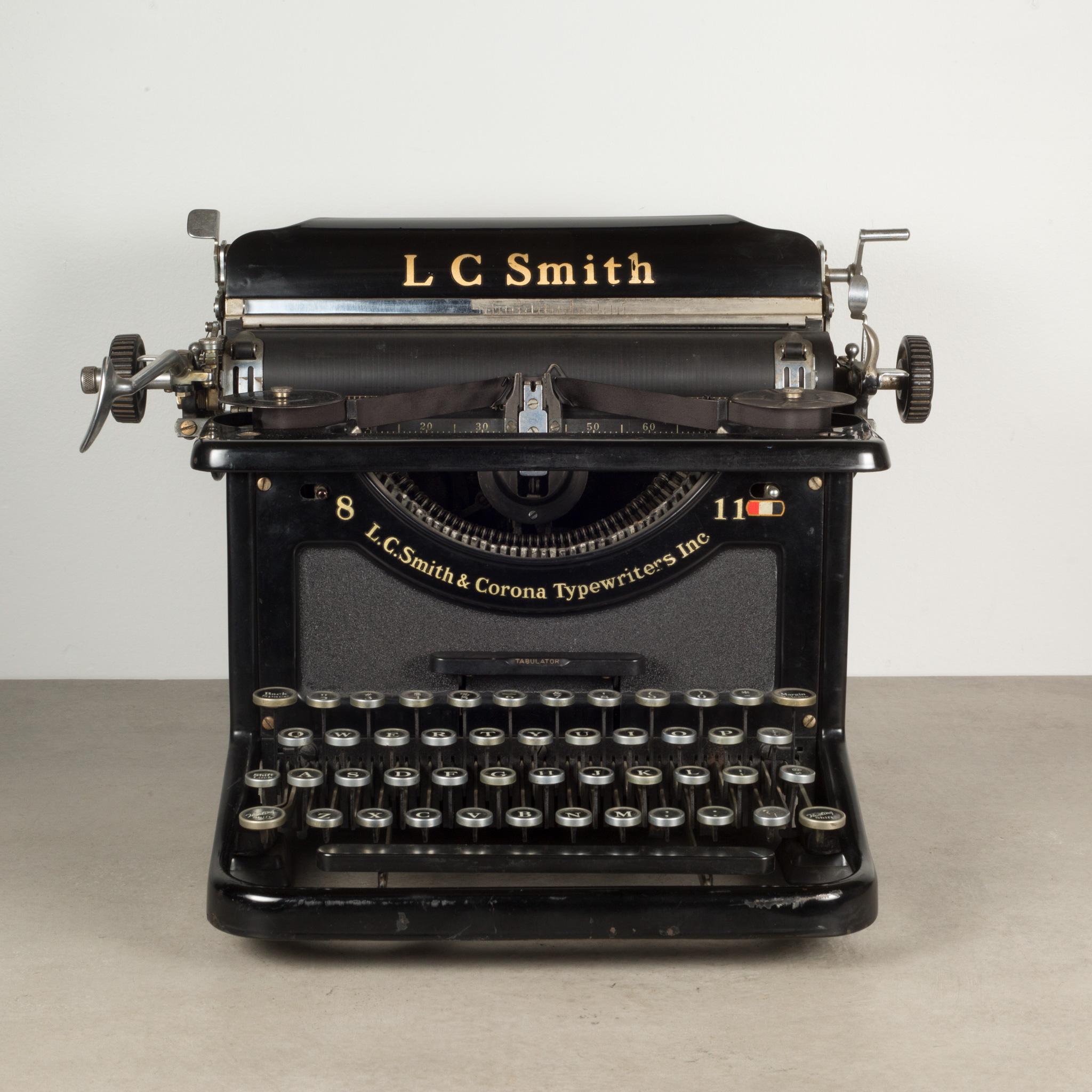 ABOUT

A fully refurbished LC Smith & Corona typewriter in gloss black and original gold lettering. The keys are nickle with black interior and white letters. This typewriter has been refurbished and has smooth typing and functions very well. The
