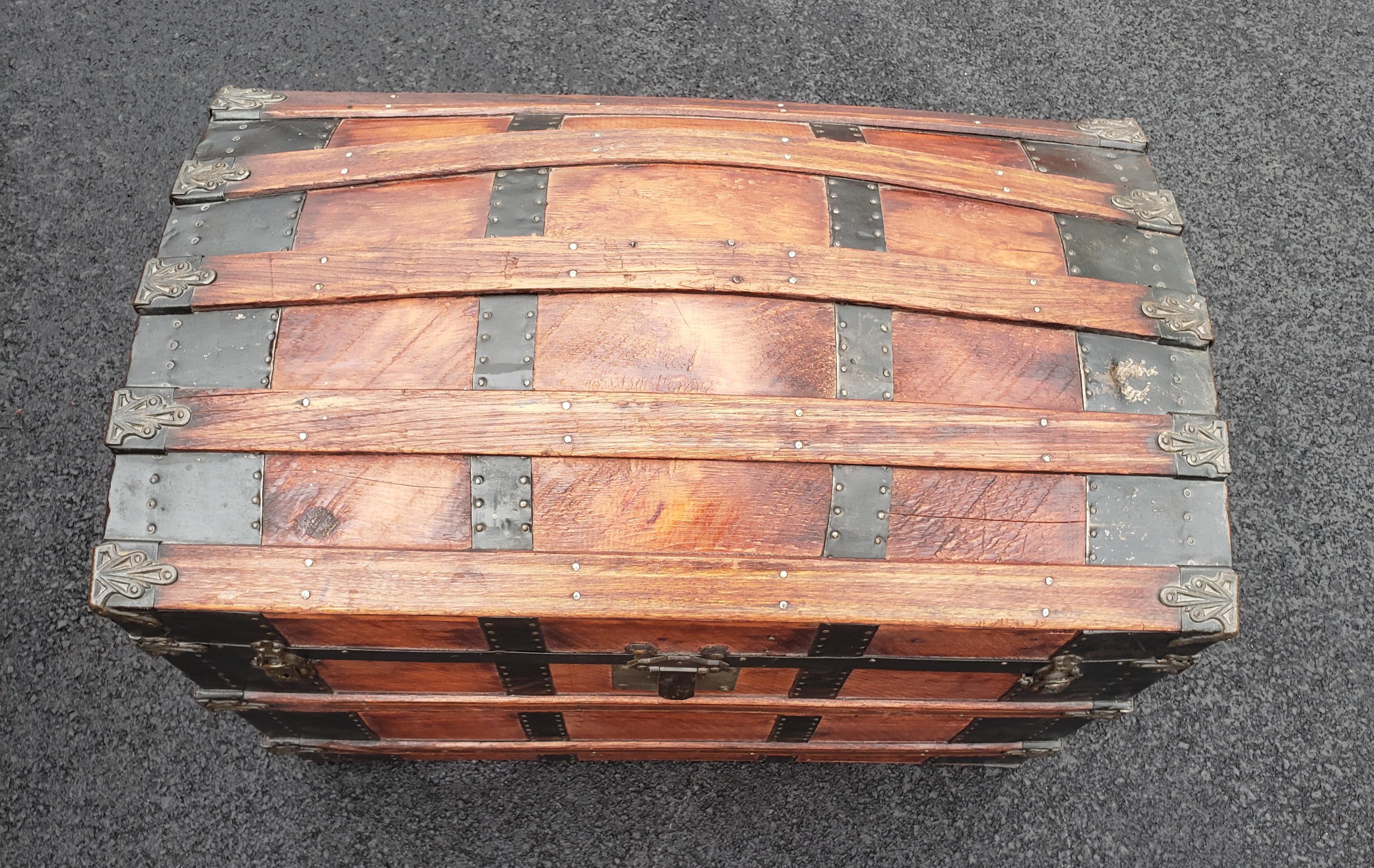 Fully Renovated American Dome Top Cedar Trunk, circa 1880s For Sale 9