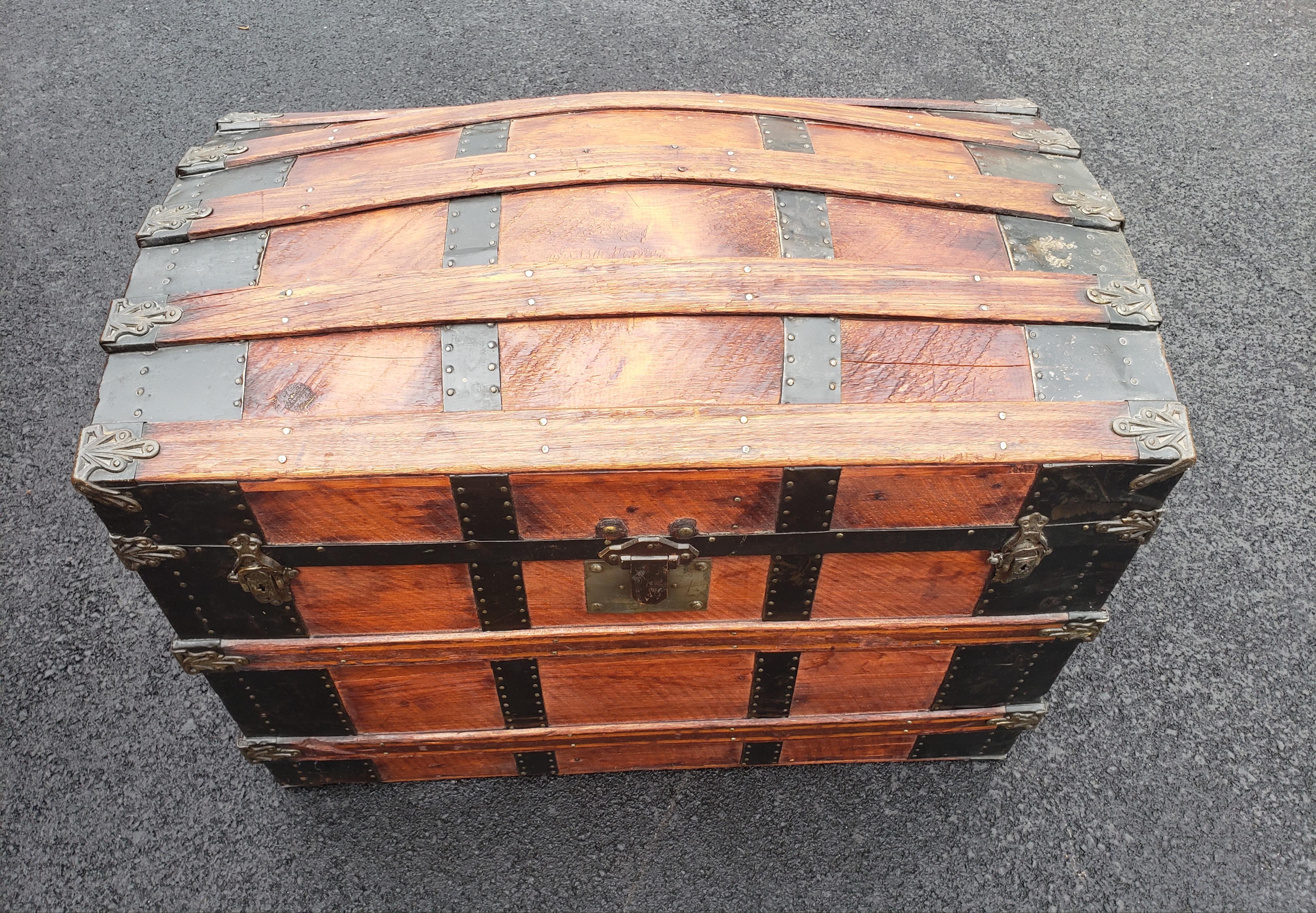 Fully Renovated American Dome Top Cedar Trunk, circa 1880s For Sale 11