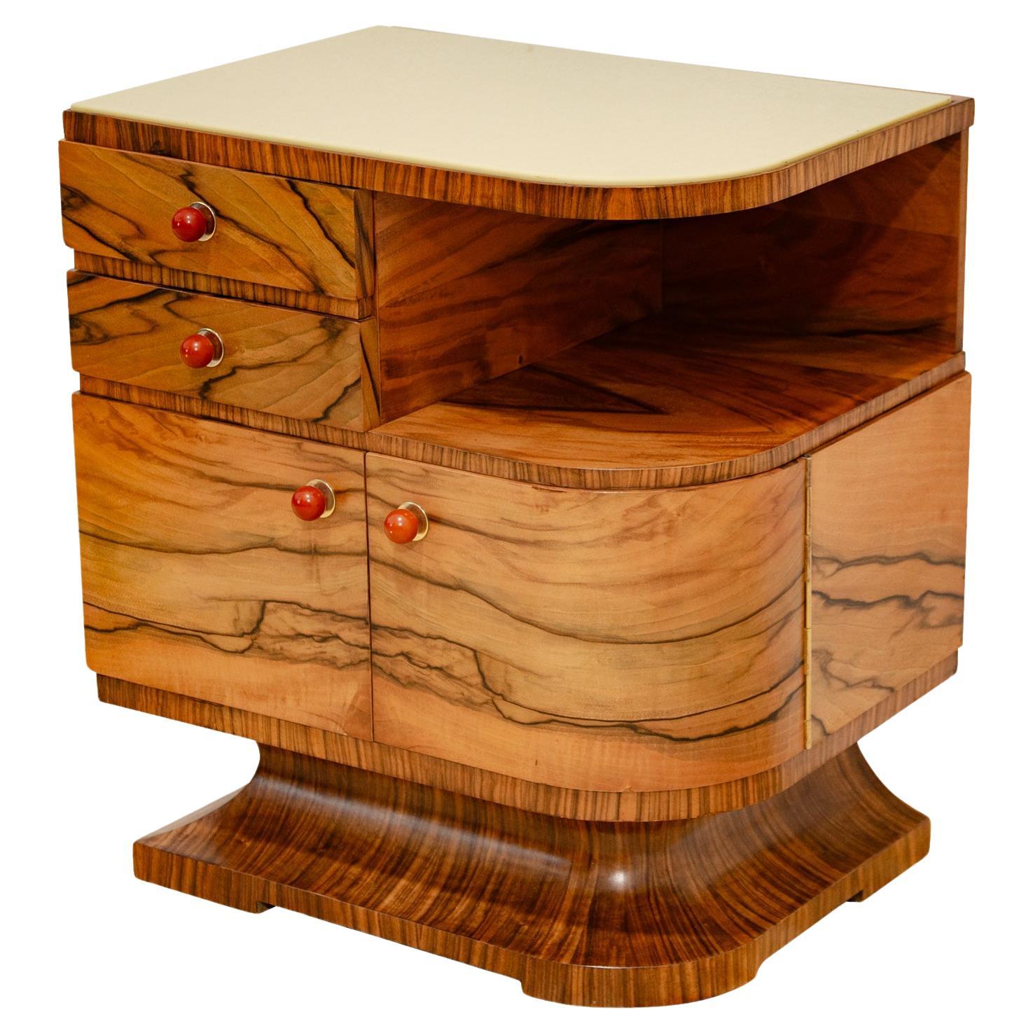 Fully renovated ART DECO bedside table, bar, Czechoslovakia 1930´s For Sale