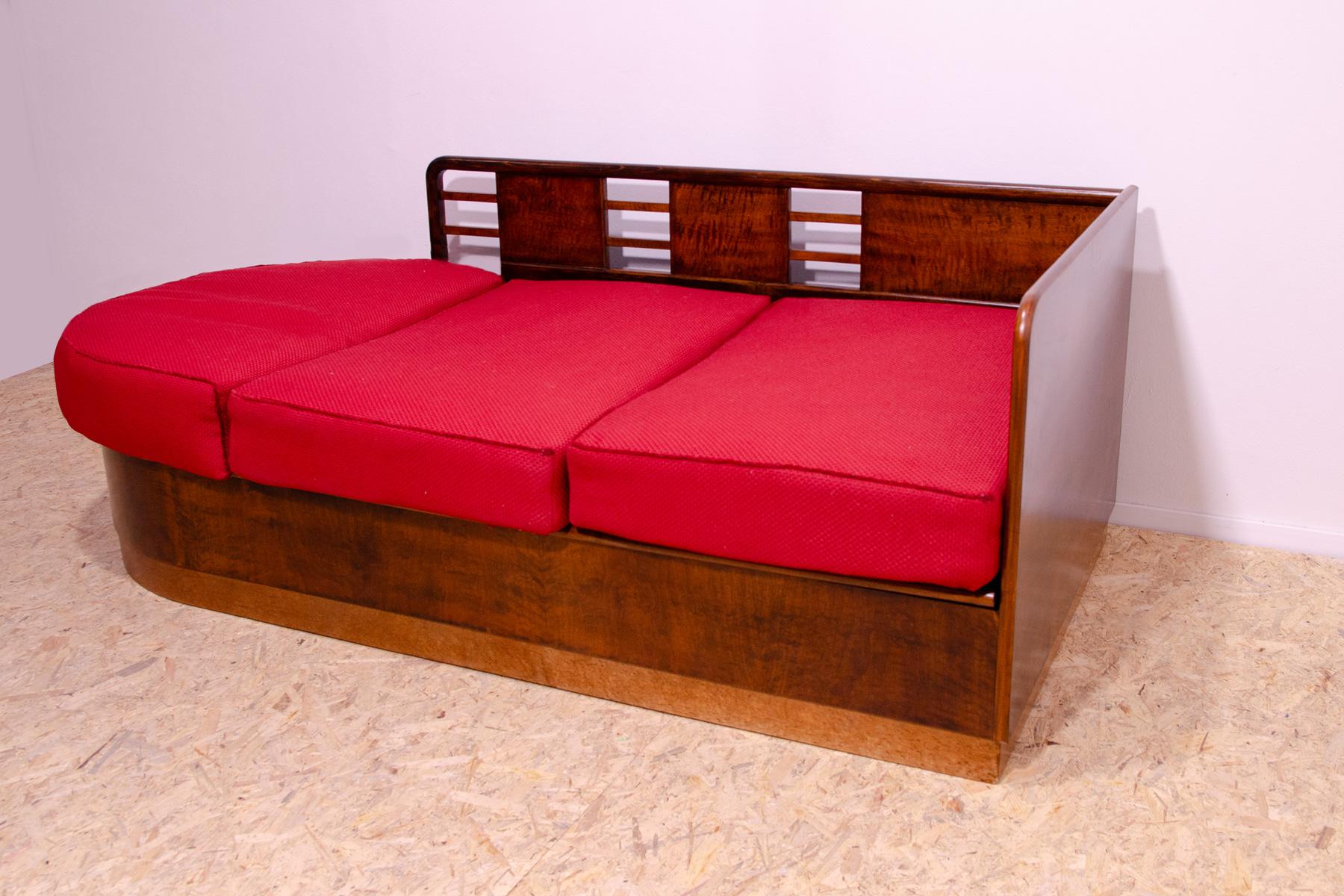 Fabric Fully renovated ART DECO sofa, 1930´s, Czechoslovakia For Sale