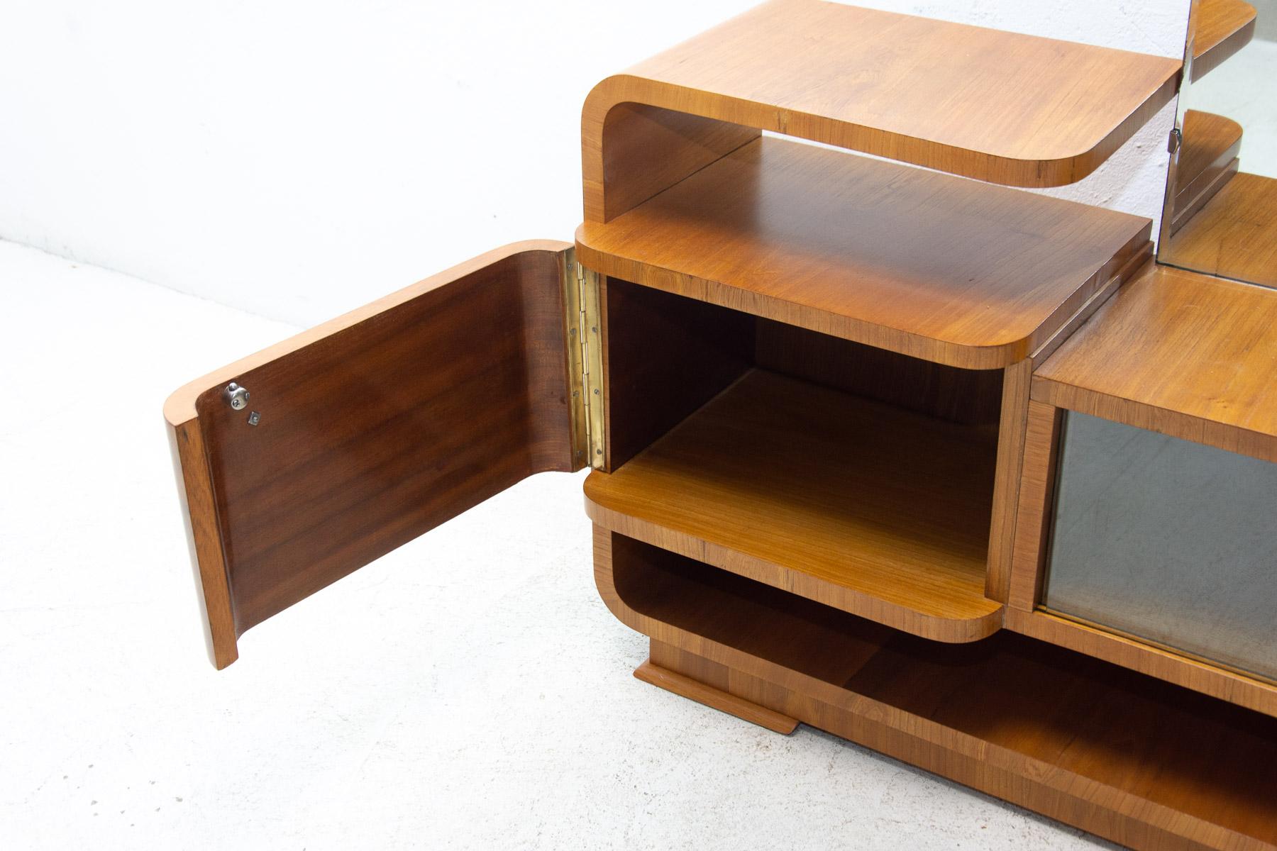 Czech Fully Renovated Art Deco Walnut Dressing Table, 1940s For Sale