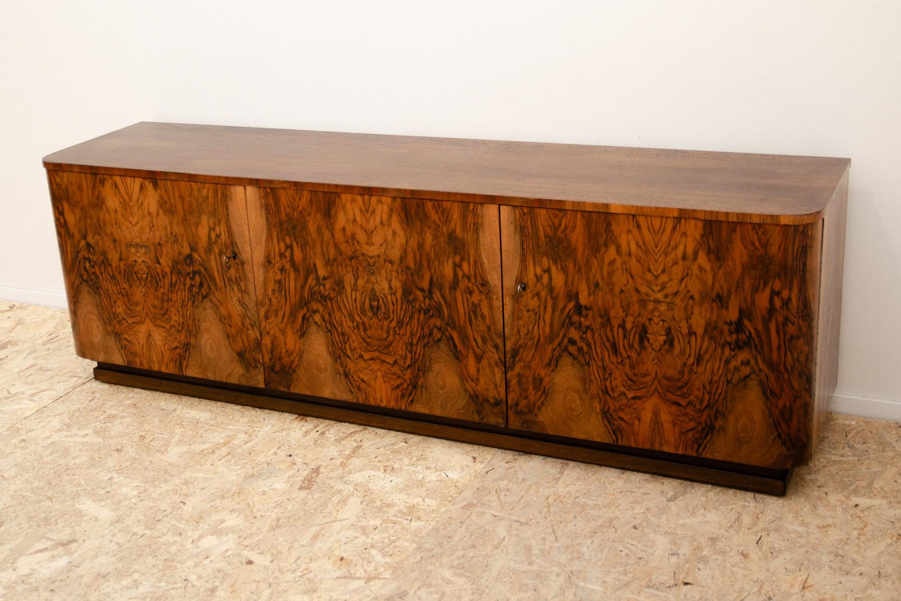 Wood Fully renovated ART DECO Walnut Sideboard, 1930s, Czechoslovakia