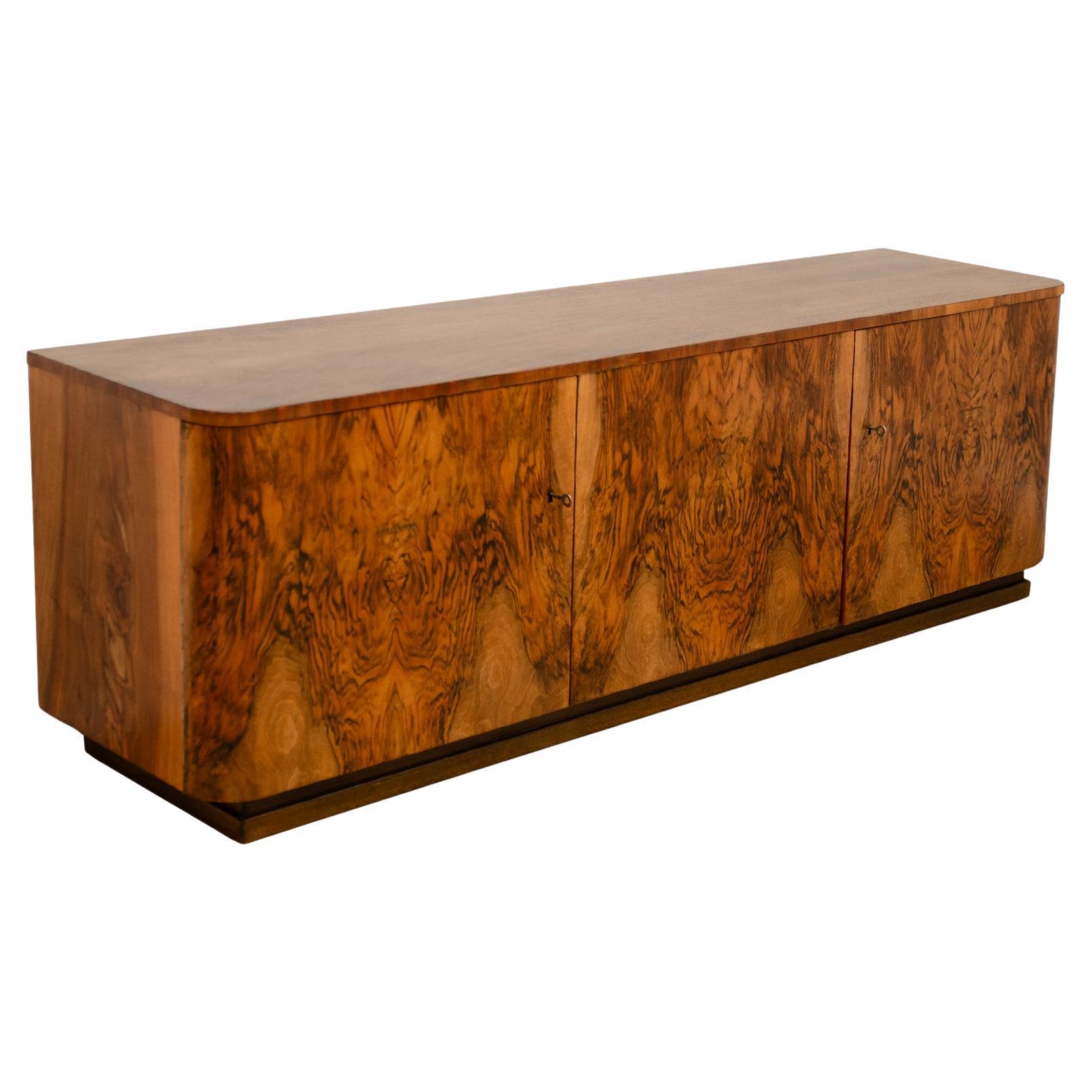 Fully renovated ART DECO Walnut Sideboard, 1930s, Czechoslovakia For Sale