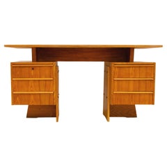 Fully renovated Czechoslovak huge writing desk, 1970´s, Central Europe