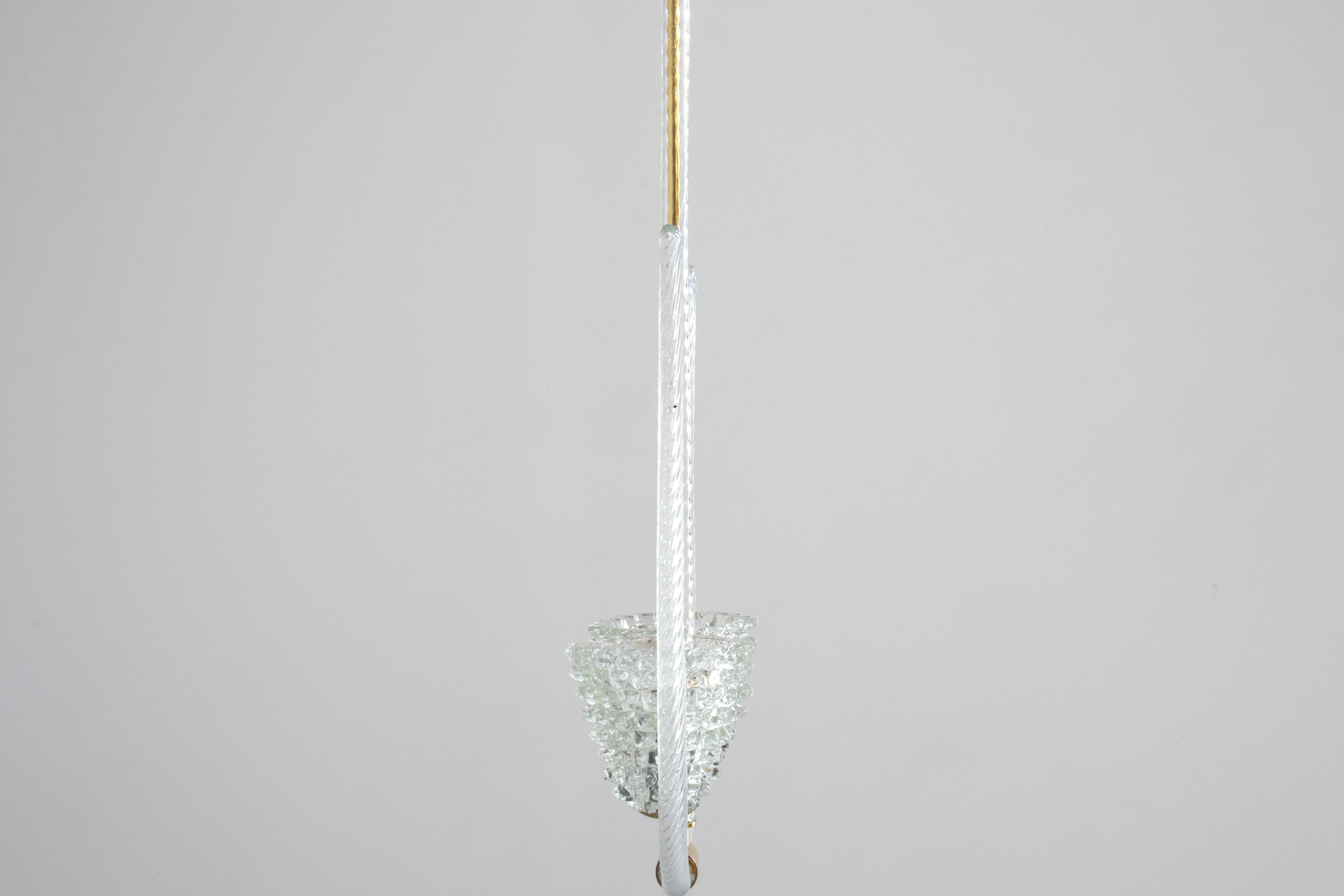 Vollständig restaurierter Anhänger aus Messing und Murano-Glas aus den 1930er Jahren von Barovier, Italien 4