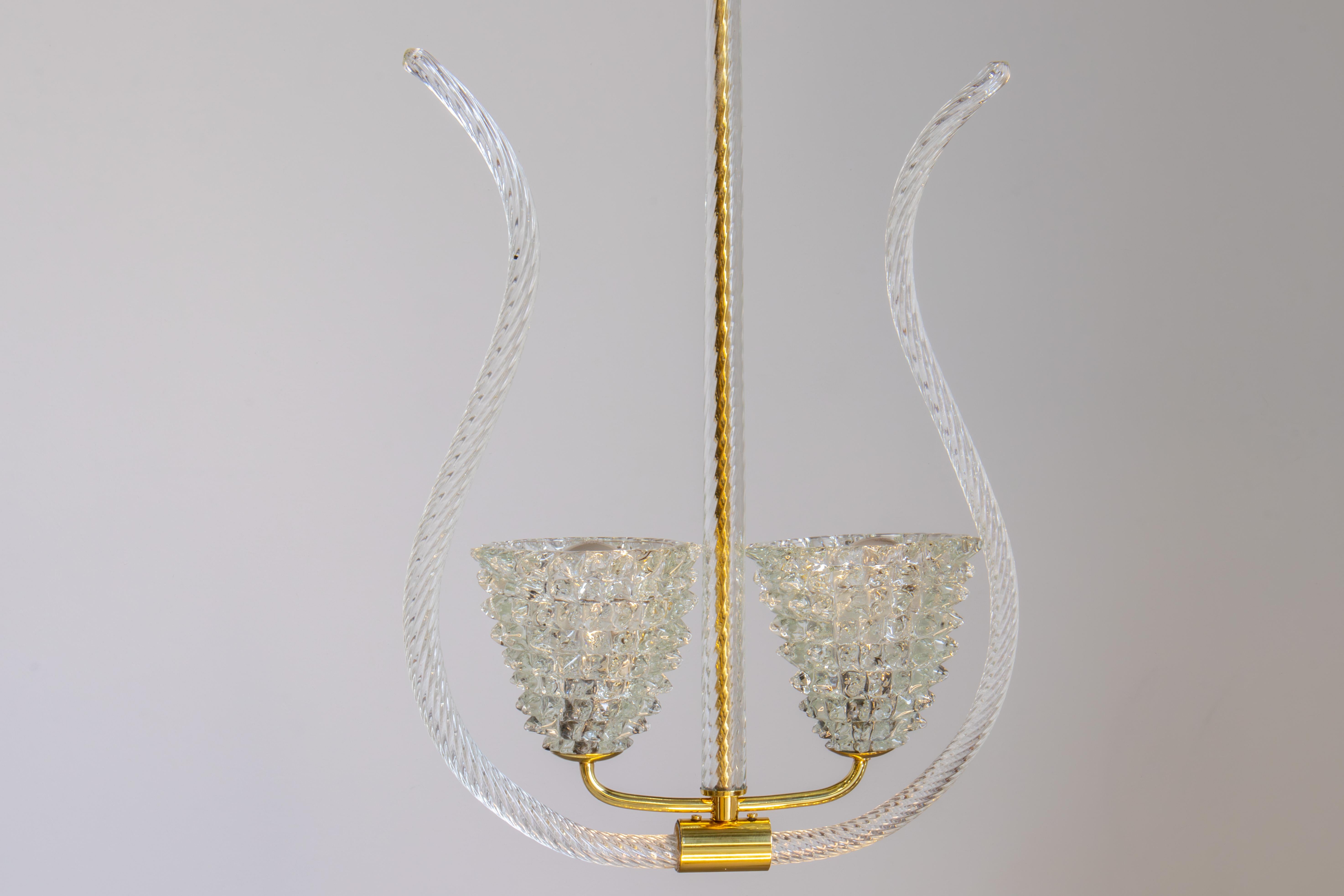 Vollständig restaurierter Anhänger aus Messing und Murano-Glas aus den 1930er Jahren von Barovier, Italien (Italienisch)