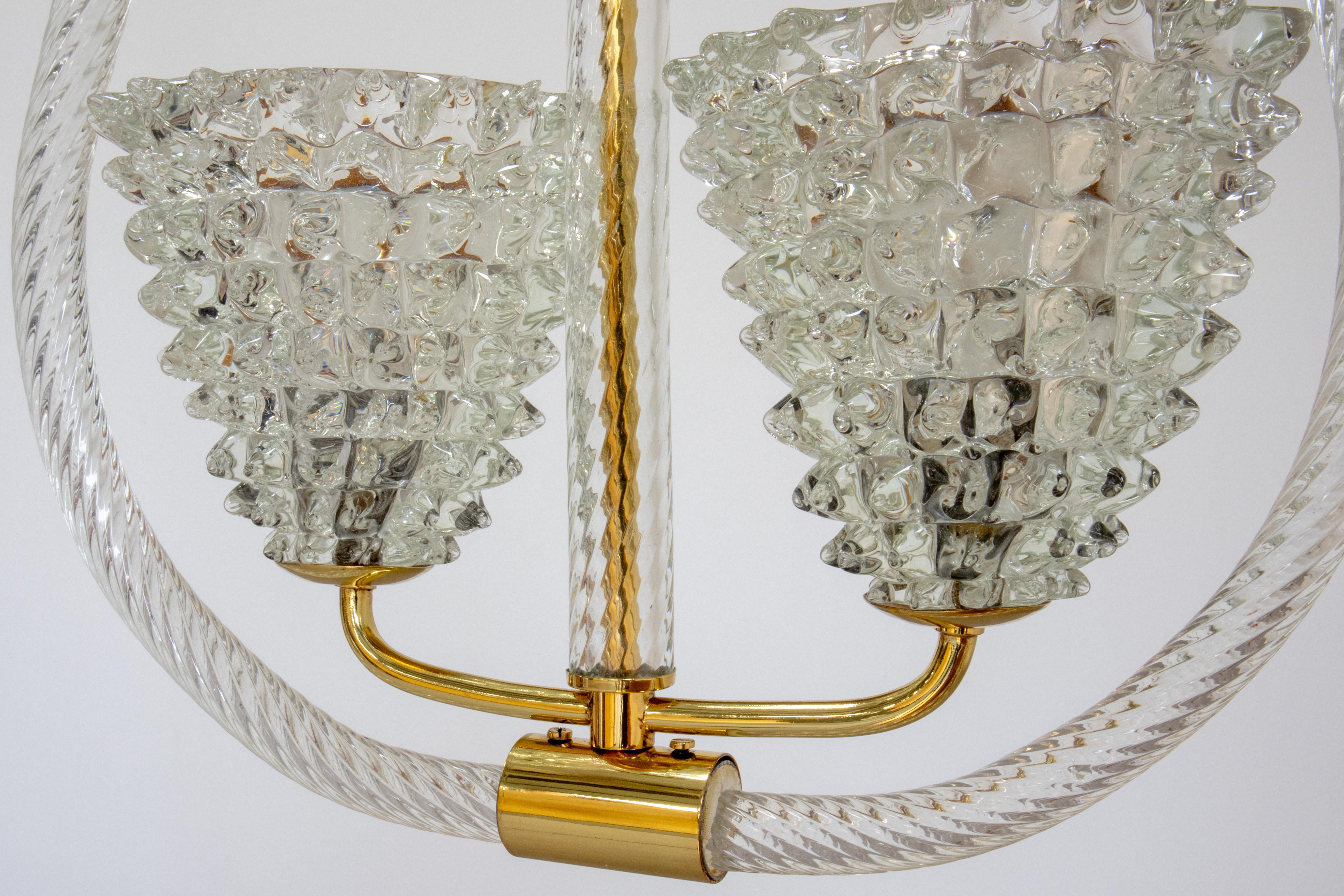 Vollständig restaurierter Anhänger aus Messing und Murano-Glas aus den 1930er Jahren von Barovier, Italien 2