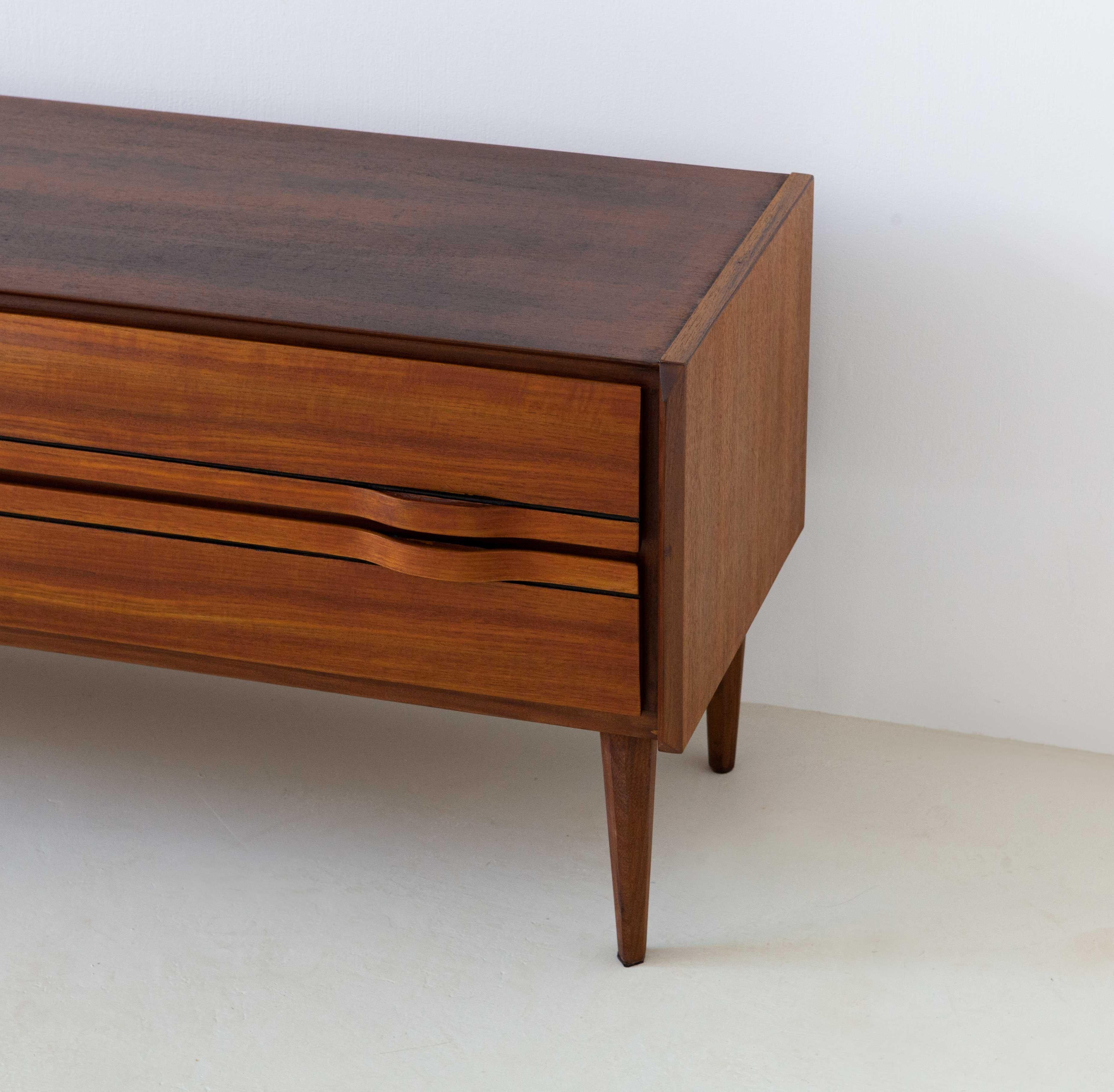 Mid-20th Century Fully Restored 1950s Italian Teak Sideboard with Drawers