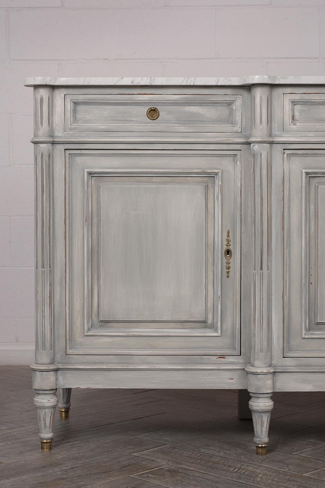 Fully Restored 1950s Louis XVI Style Buffet with Marble Top In Good Condition In Los Angeles, CA