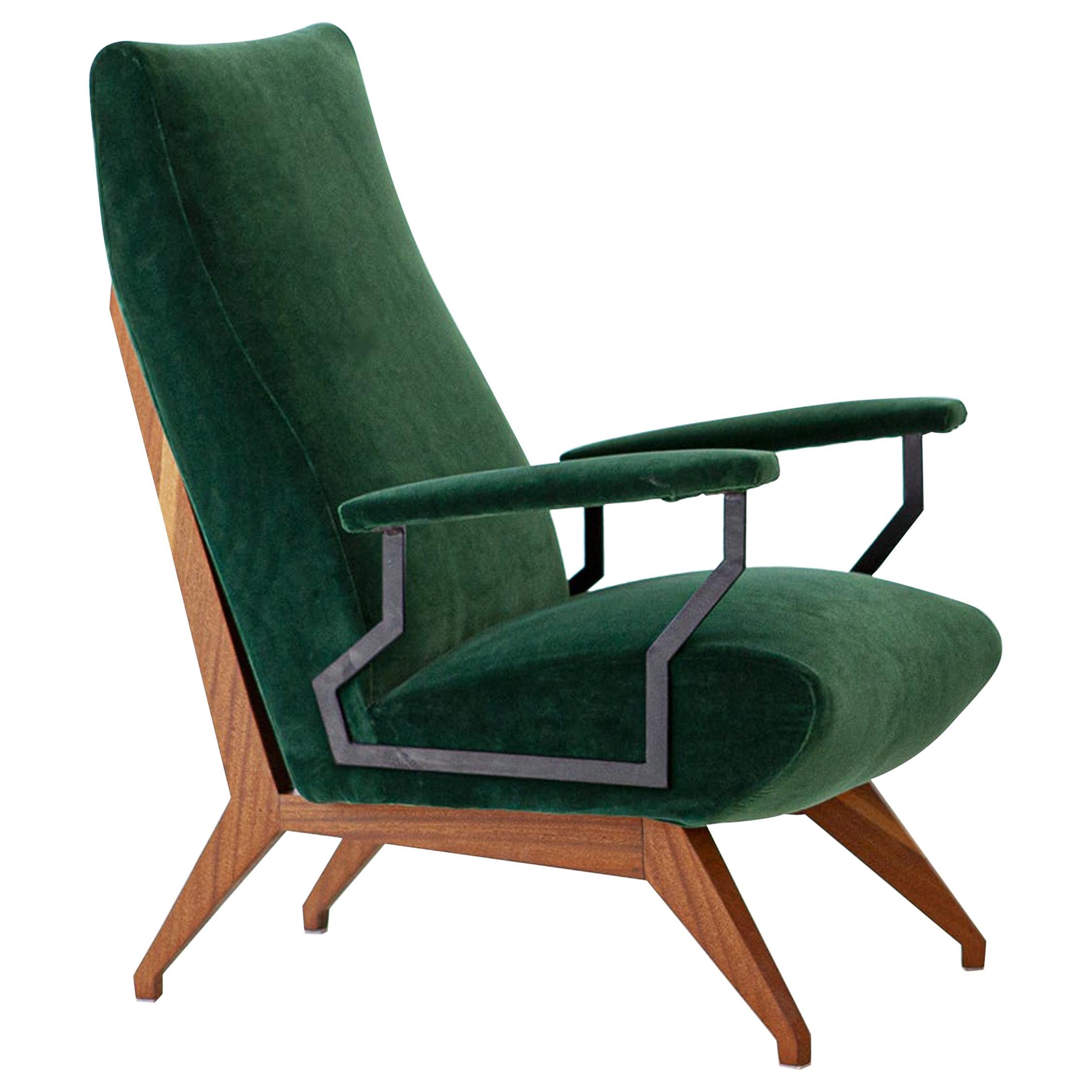 Fully Restored 1950s Rare Italian Modern Armchair