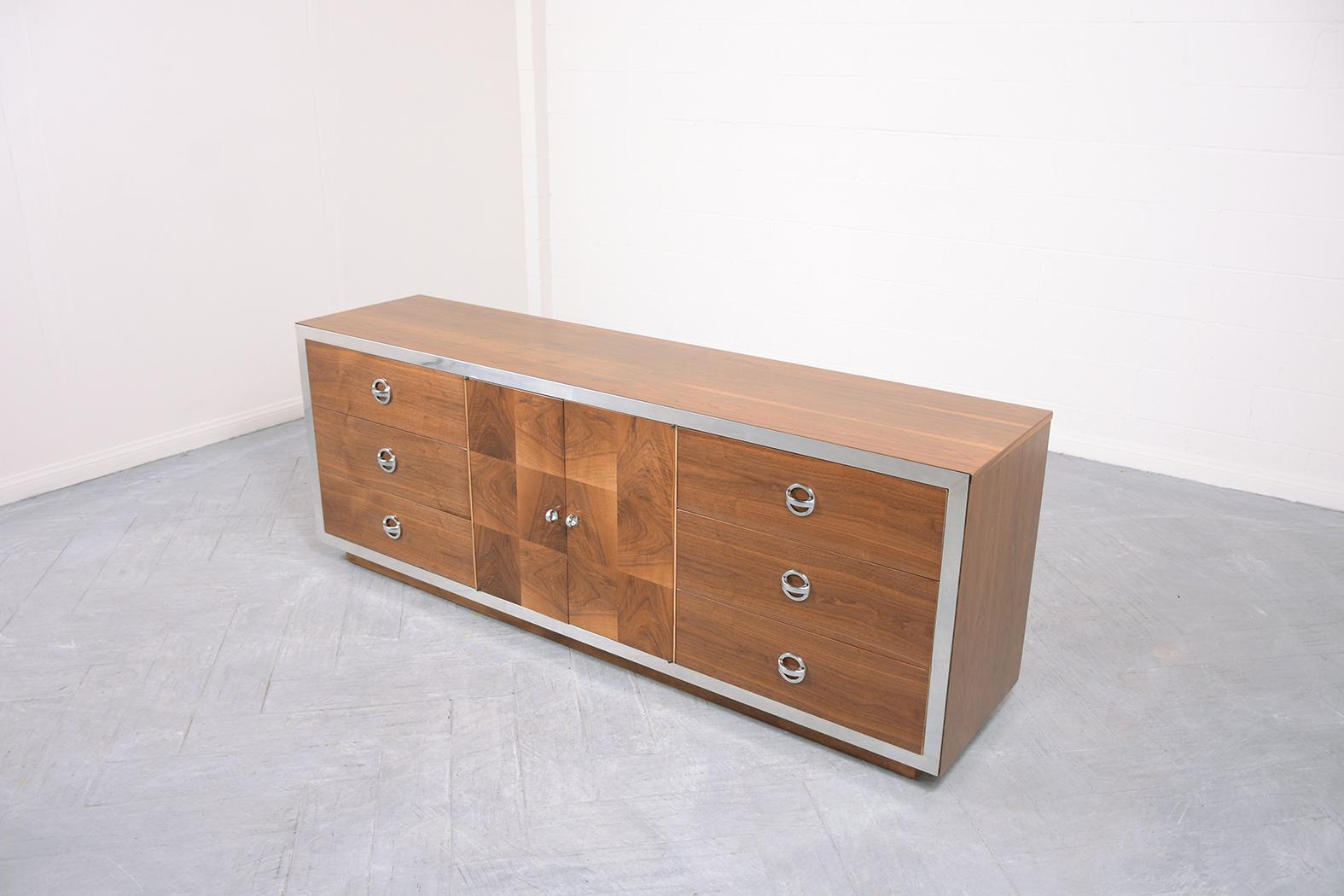 Mid-20th Century Restored Mid-Century Modern Walnut Chest of Drawers: 1960s Elegance For Sale