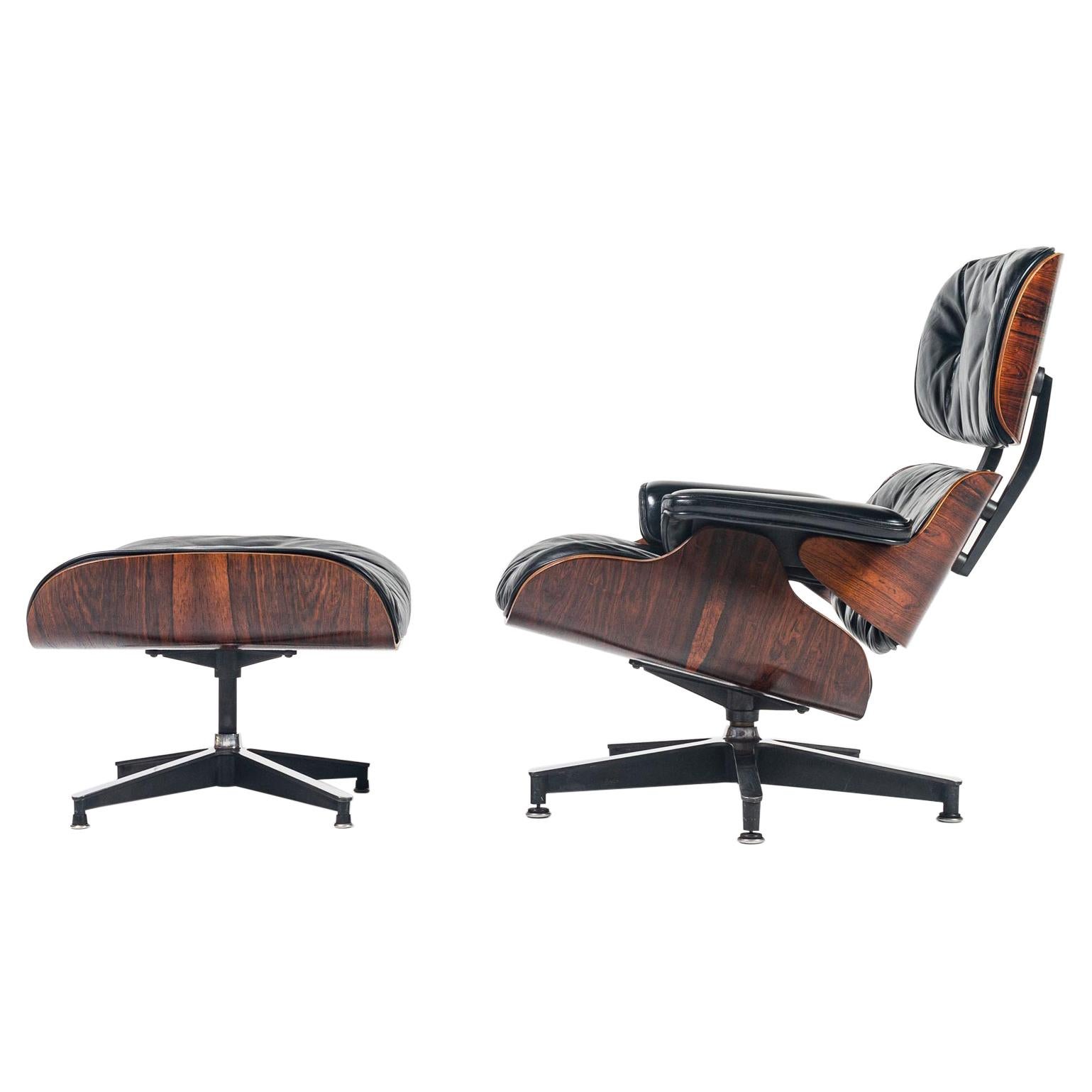 Fully Restored 1st Gen 1956 Eames Lounge Chair and Boot Glide Ottoman