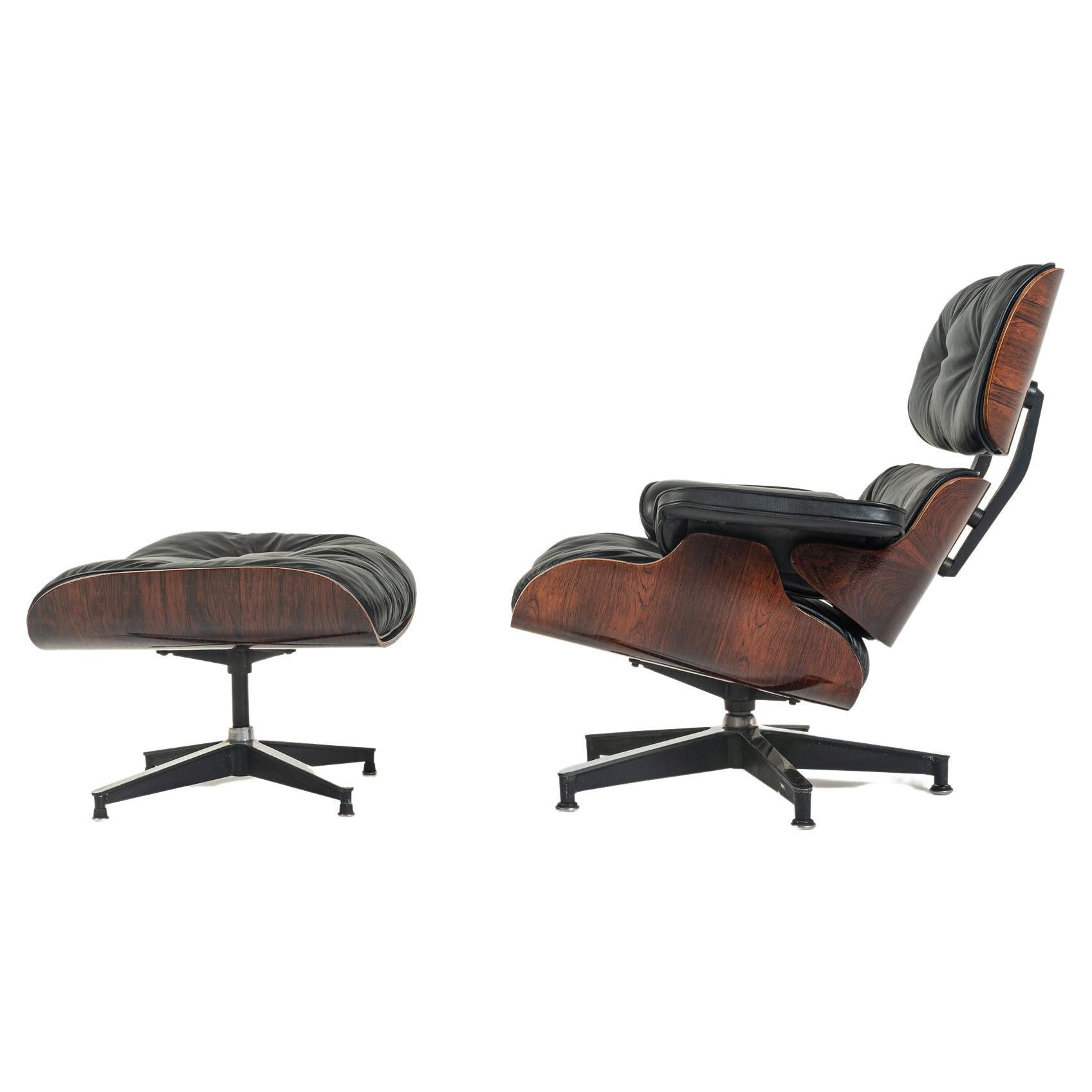 Fully Restored 1st Gen 1959 Eames Lounge Chair and Boot Glide Ottoman