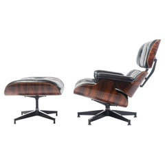 Fully Restored 3rd Gen Eames Lounge Chair and Ottoman in Black Leather