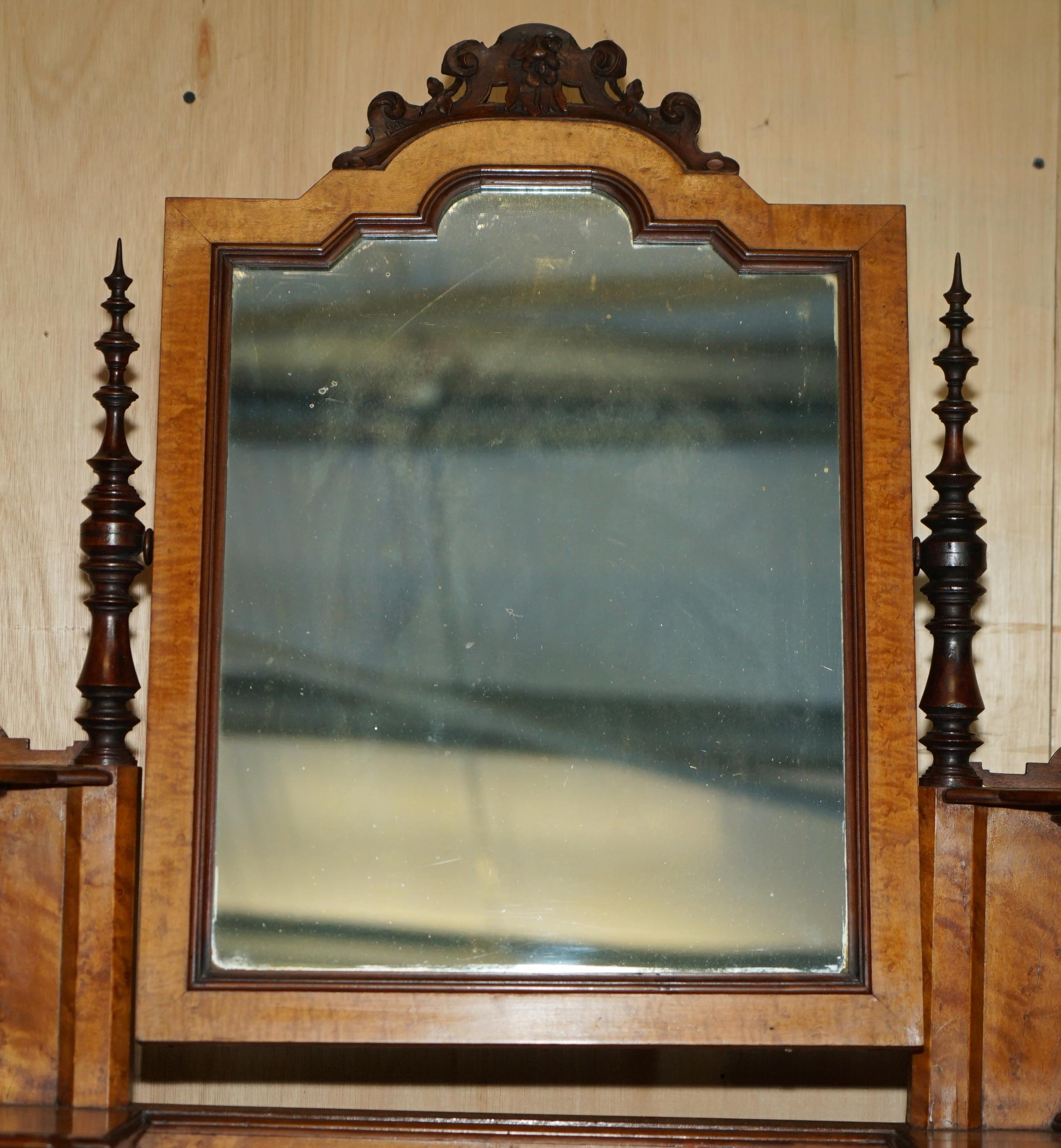 FULLY RESTORED AESTHETIC MOVEMENT AMBOYNA EBONY ANTiQUE VICTORIAN DRESSING TABLE For Sale 6