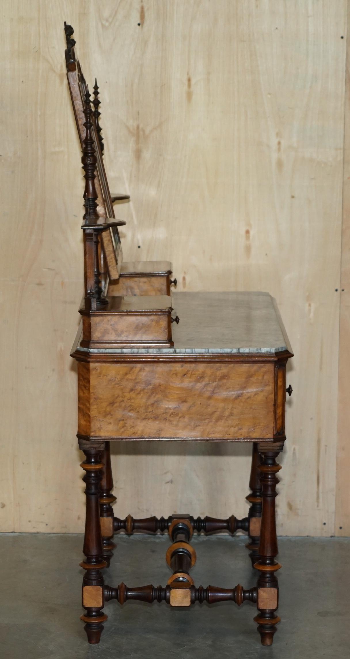 FULLY RESTORED AESTHETIC MOVEMENT AMBOYNA EBONY ANTiQUE VICTORIAN DRESSING TABLE For Sale 9