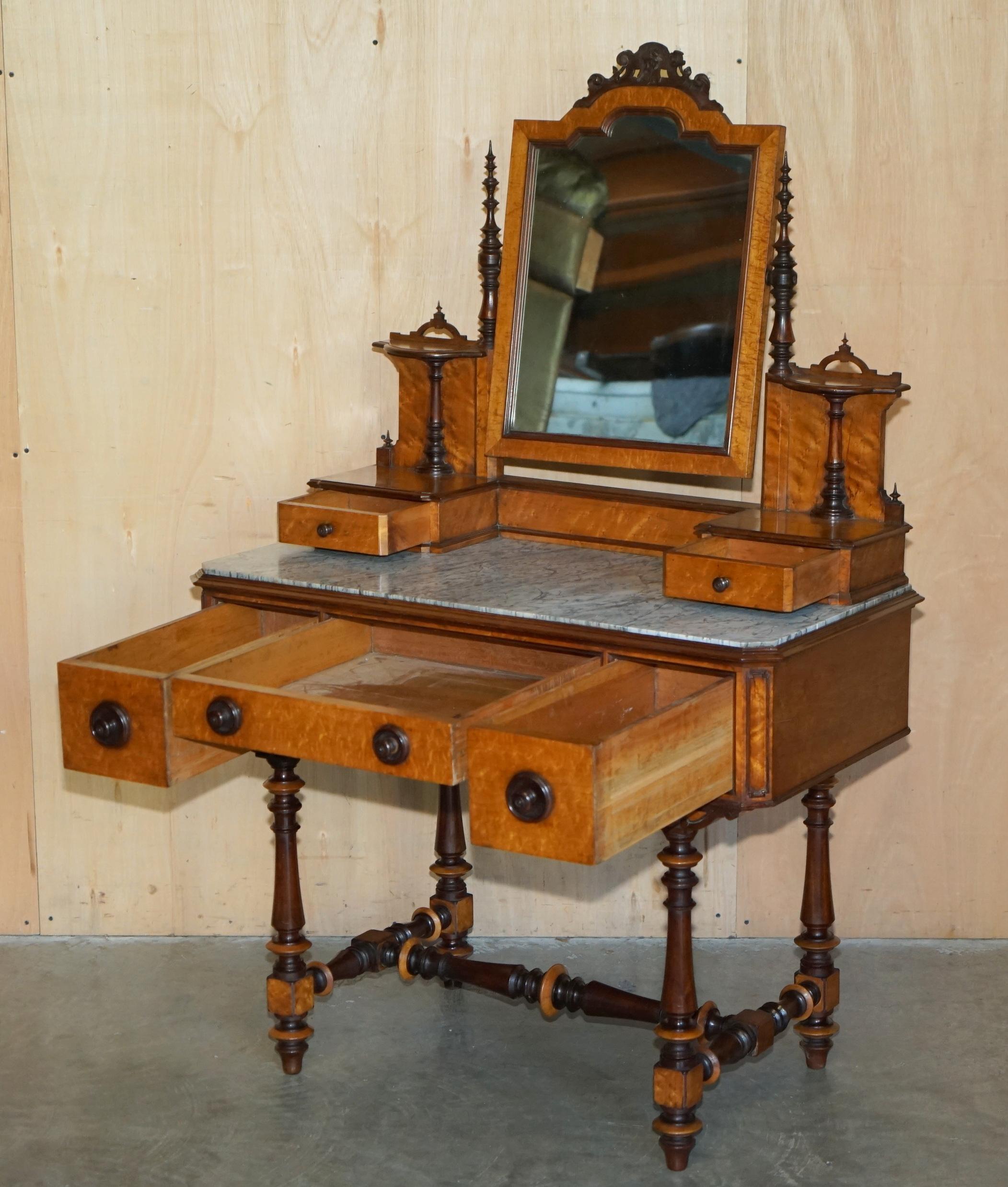 FULLY RESTORED AESTHETIC MOVEMENT AMBOYNA EBONY ANTiQUE VICTORIAN DRESSING TABLE For Sale 11
