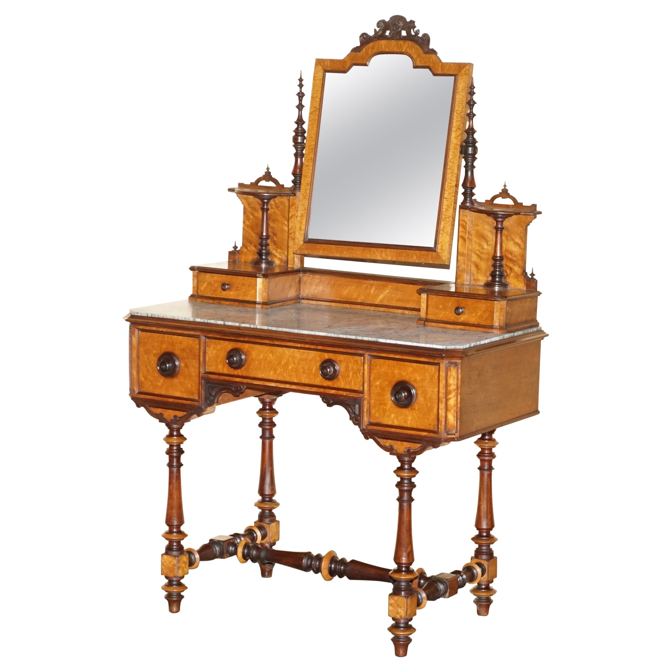 FULLY RESTORED AESTHETIC MOVEMENT AMBOYNA EBONY ANTiQUE VICTORIAN DRESSING TABLE