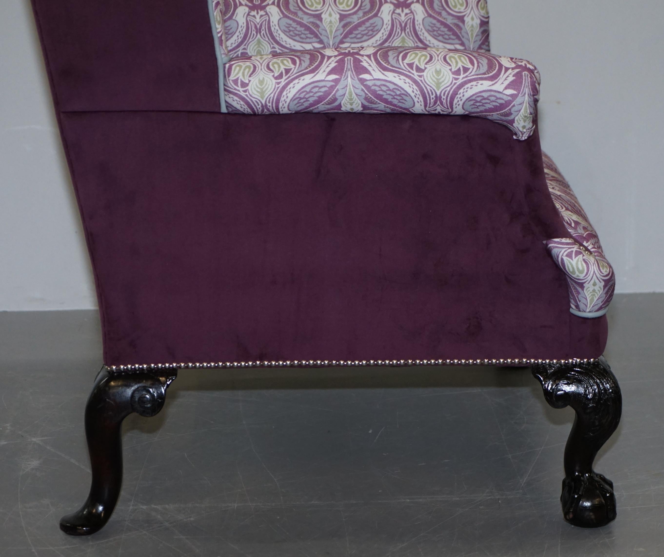 Upholstery Fully Restored and Reupholstered Victorian Claw and Ball Feet Wingback Armchair For Sale