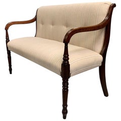 Fully Restored and Upholstered Regency 2-Seat Button Back Window Seat