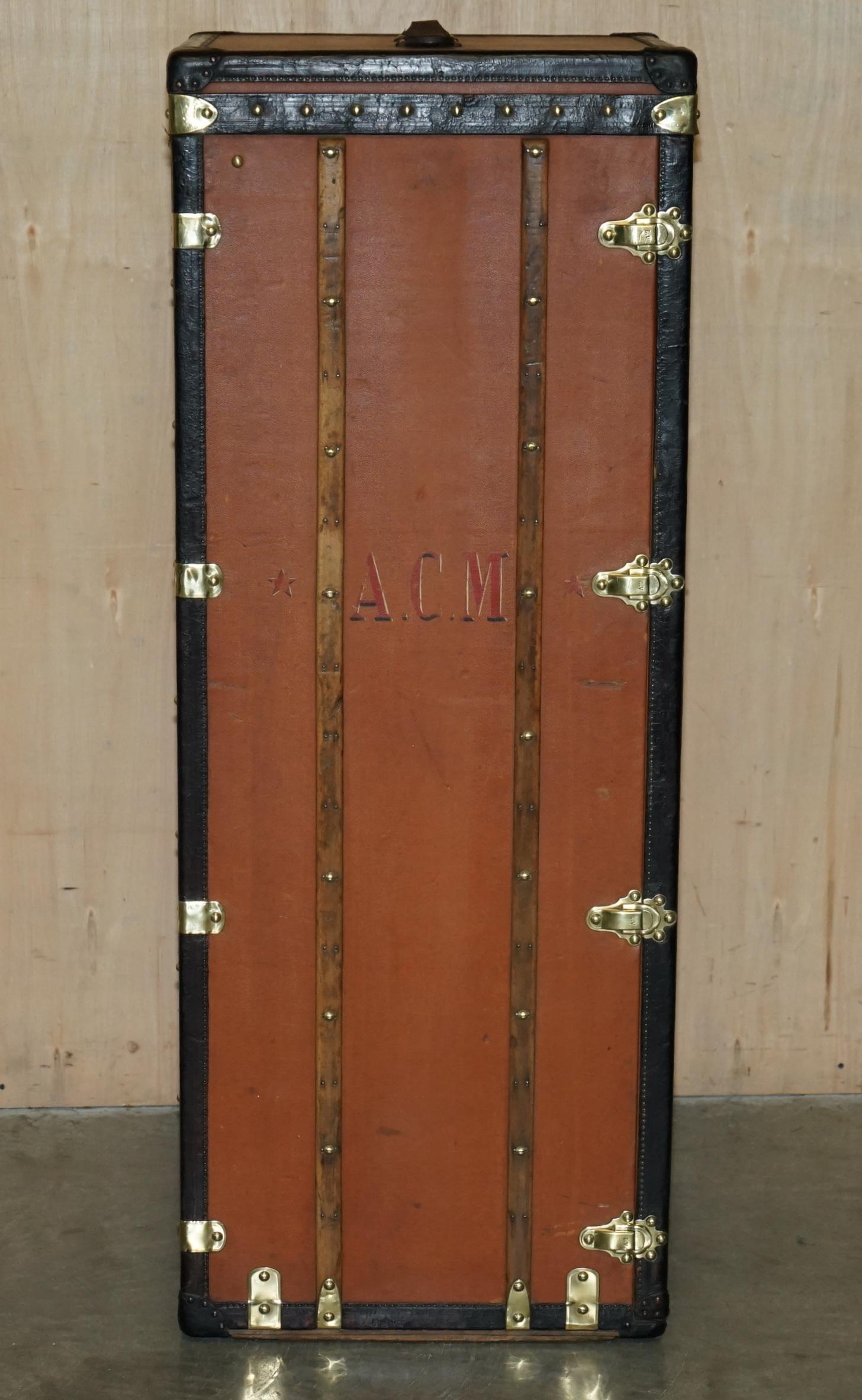 Early 20th Century FULLY RESTORED ANTiQUE 1910 LOUIS VUITTON STAMPED & SIGNED MALLE PENDERIE TRUNK For Sale