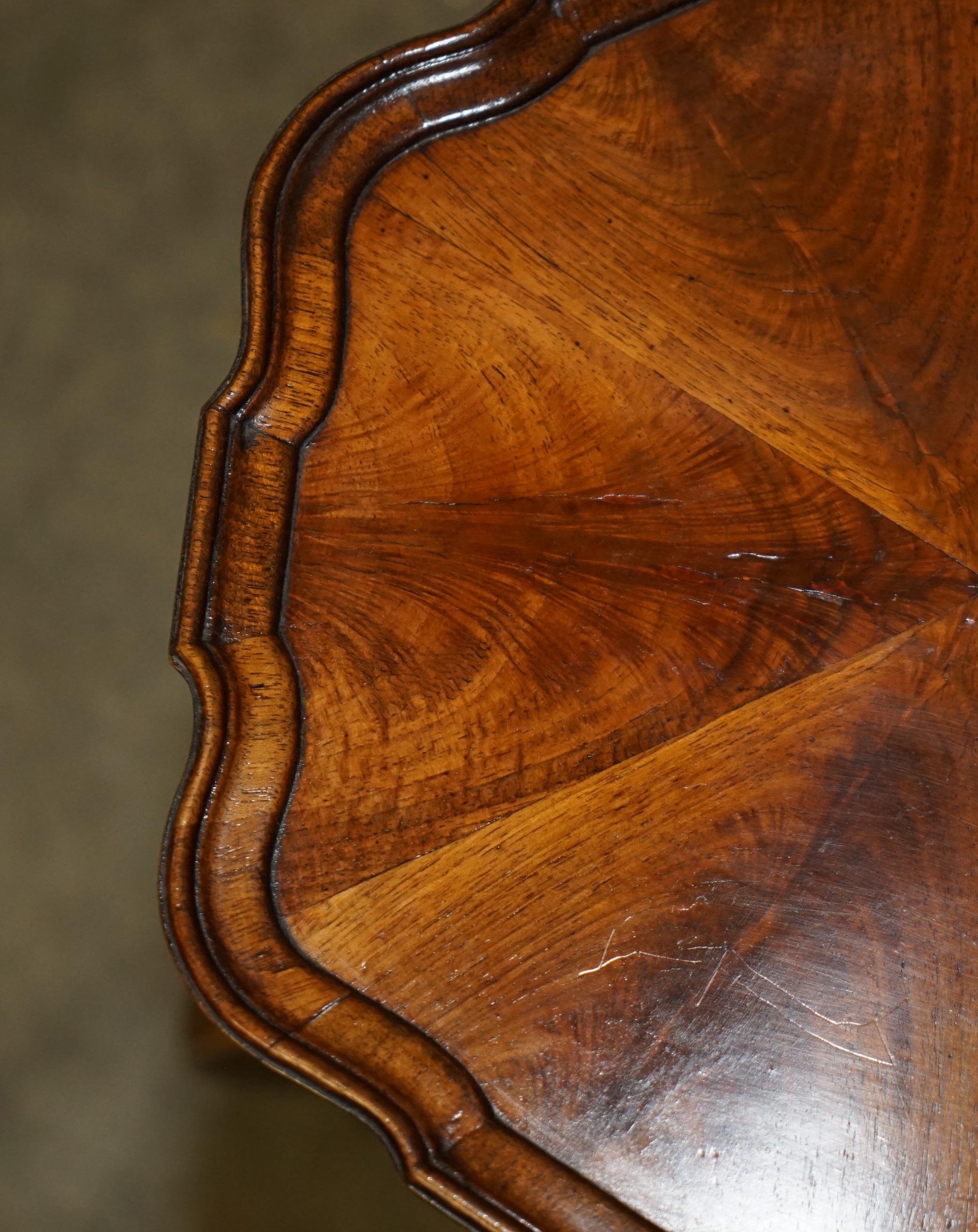 Hardwood FULLY RESTORED ANTIQUE CHARLES TOZER OYSTER HARDWOOD TRIPOD SiDE END LAMP TABLE For Sale