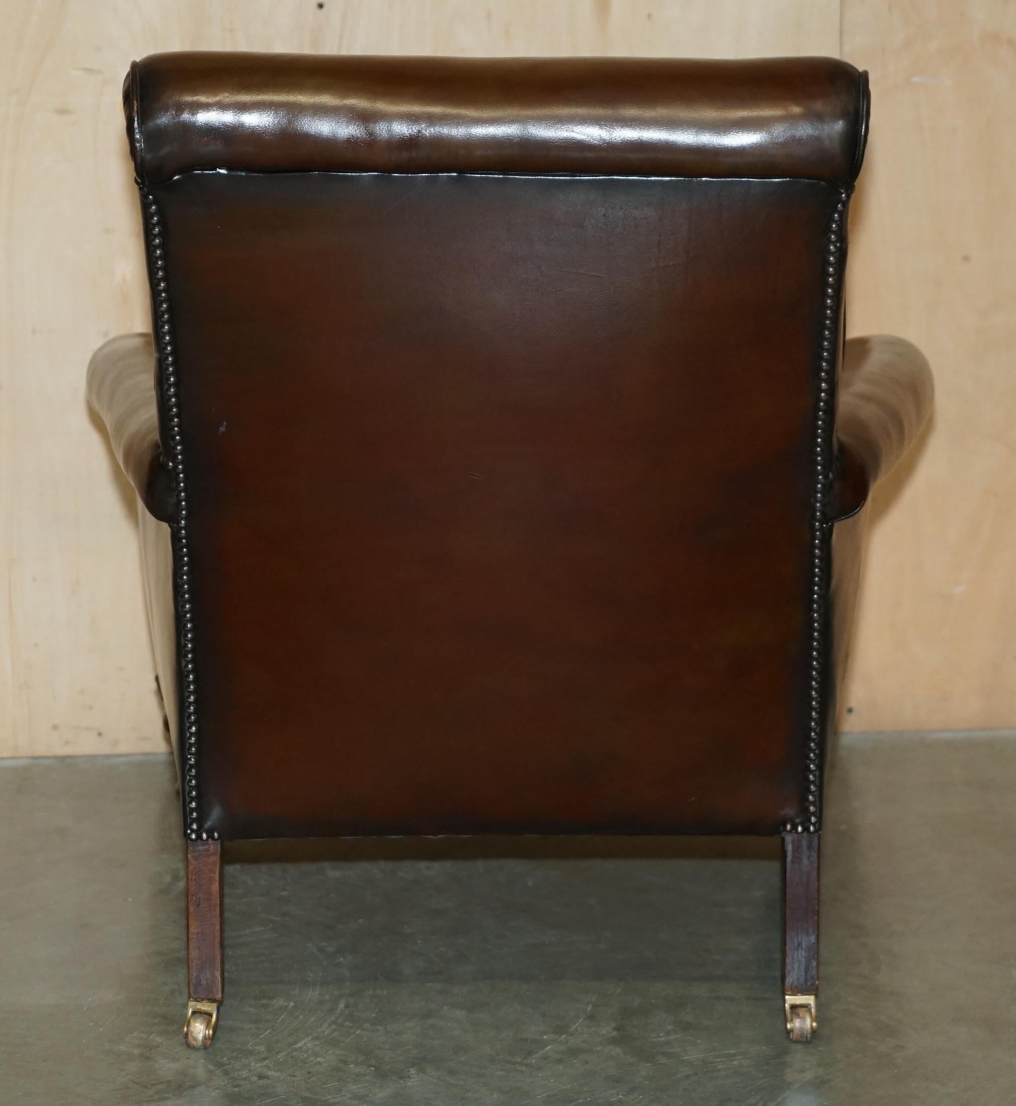 antiguo sillón de cuero marrón de los años 20 art deco completamente restaurado en venta 6