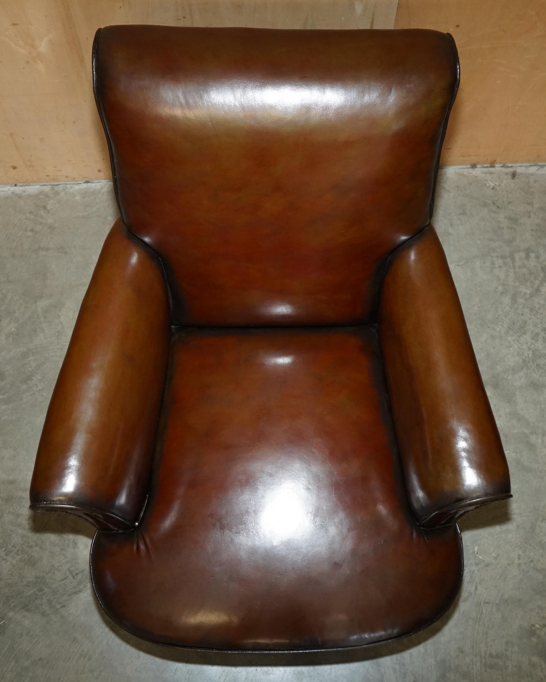 antiguo sillón de cuero marrón de los años 20 art deco completamente restaurado Inglés en venta