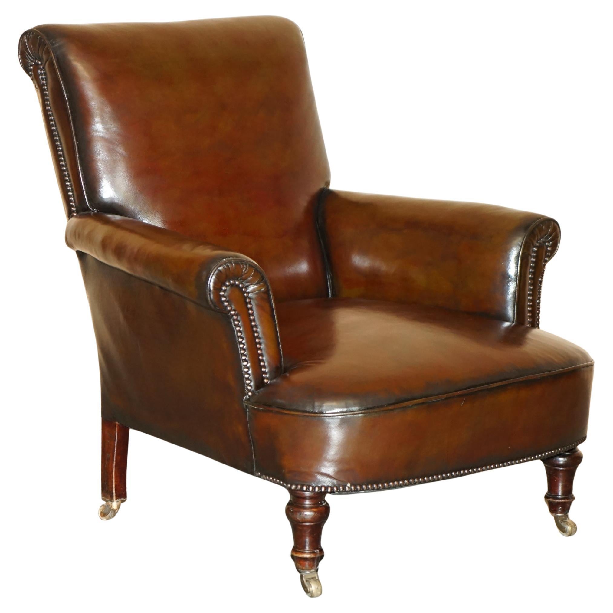 CHAUSSIER DE CLUB ART DECO DEEP BROWN LEATHER ANTIQUE COMPLETEMENT récupéré, CIRCA 1920's